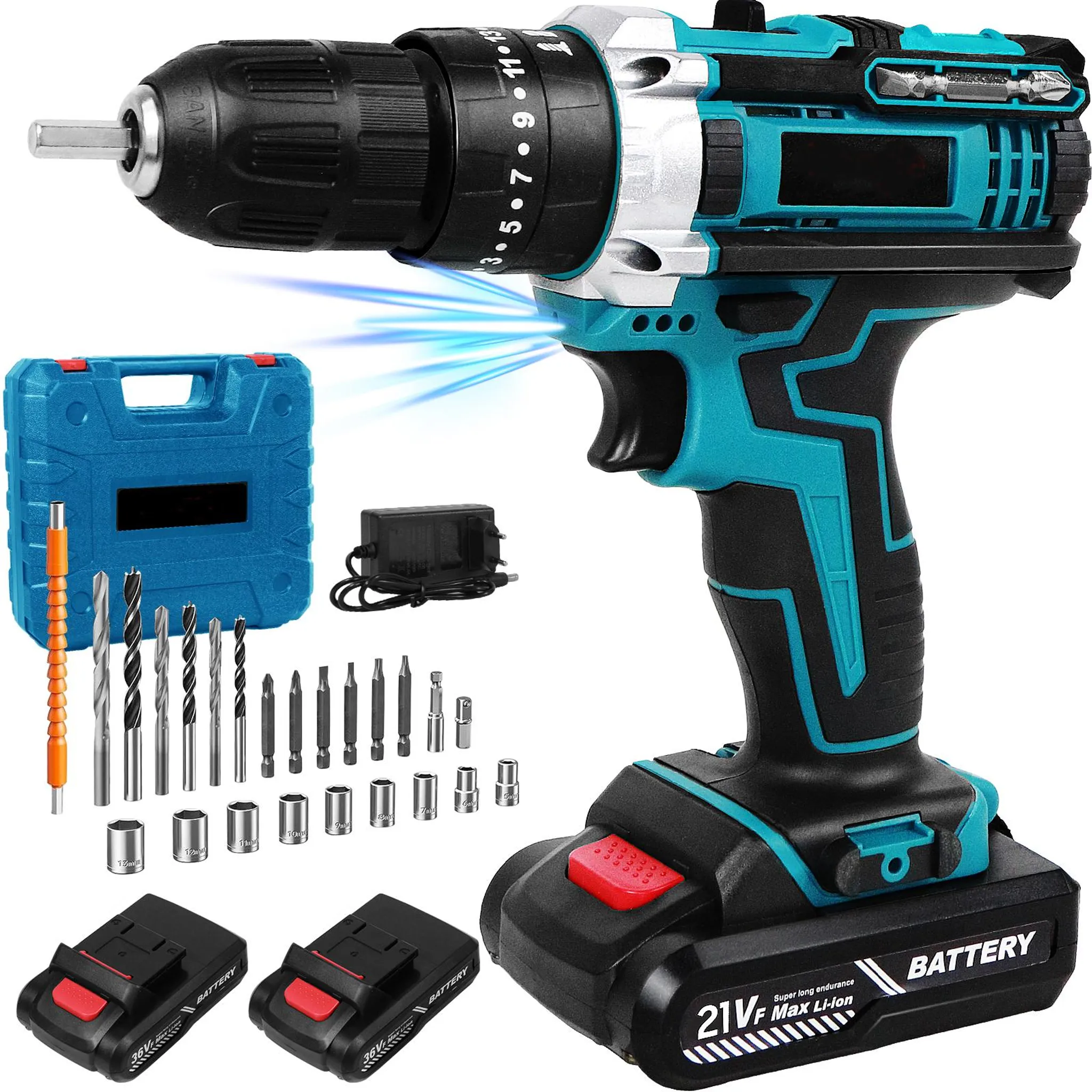 Trapano Avvitatore A Batteria Parkside 20V - Kit 73 Pezzi Con 2 Batterie E Accessori - Foto 13