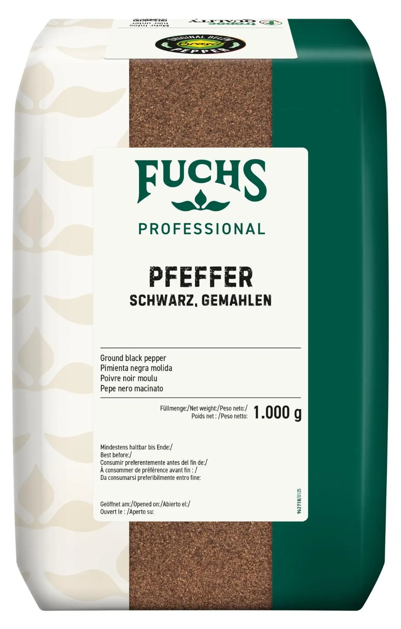Produktbild von HageSüd Premium Schwarzer Pfeffer Gemahlen – 1 Kg Gewürz In Top-Qualität