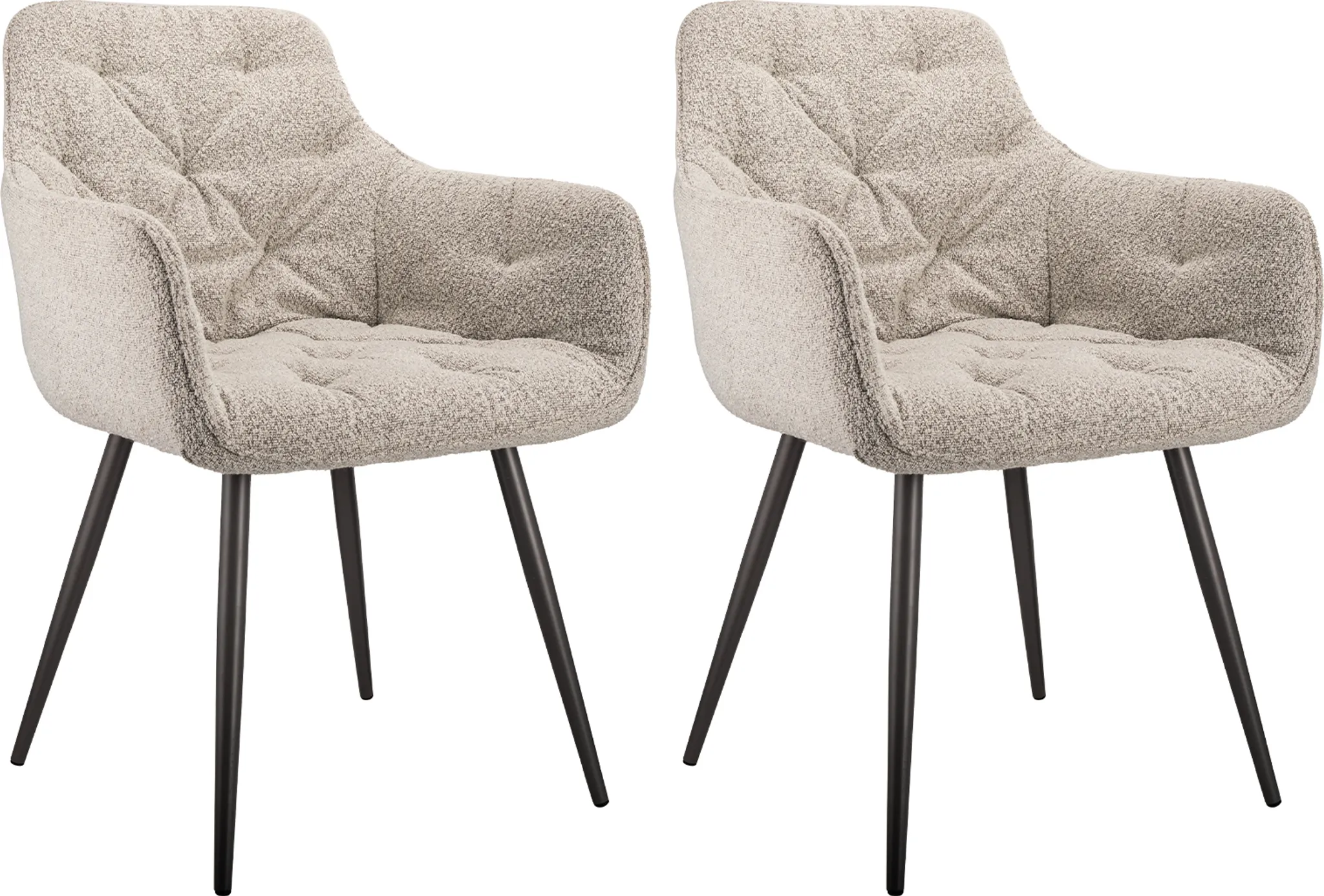 Sedia Girevole SCANDI SOFT In Tessuto Crema - Design Scandinavo Con Gambe In Faggio E Braccioli - 2