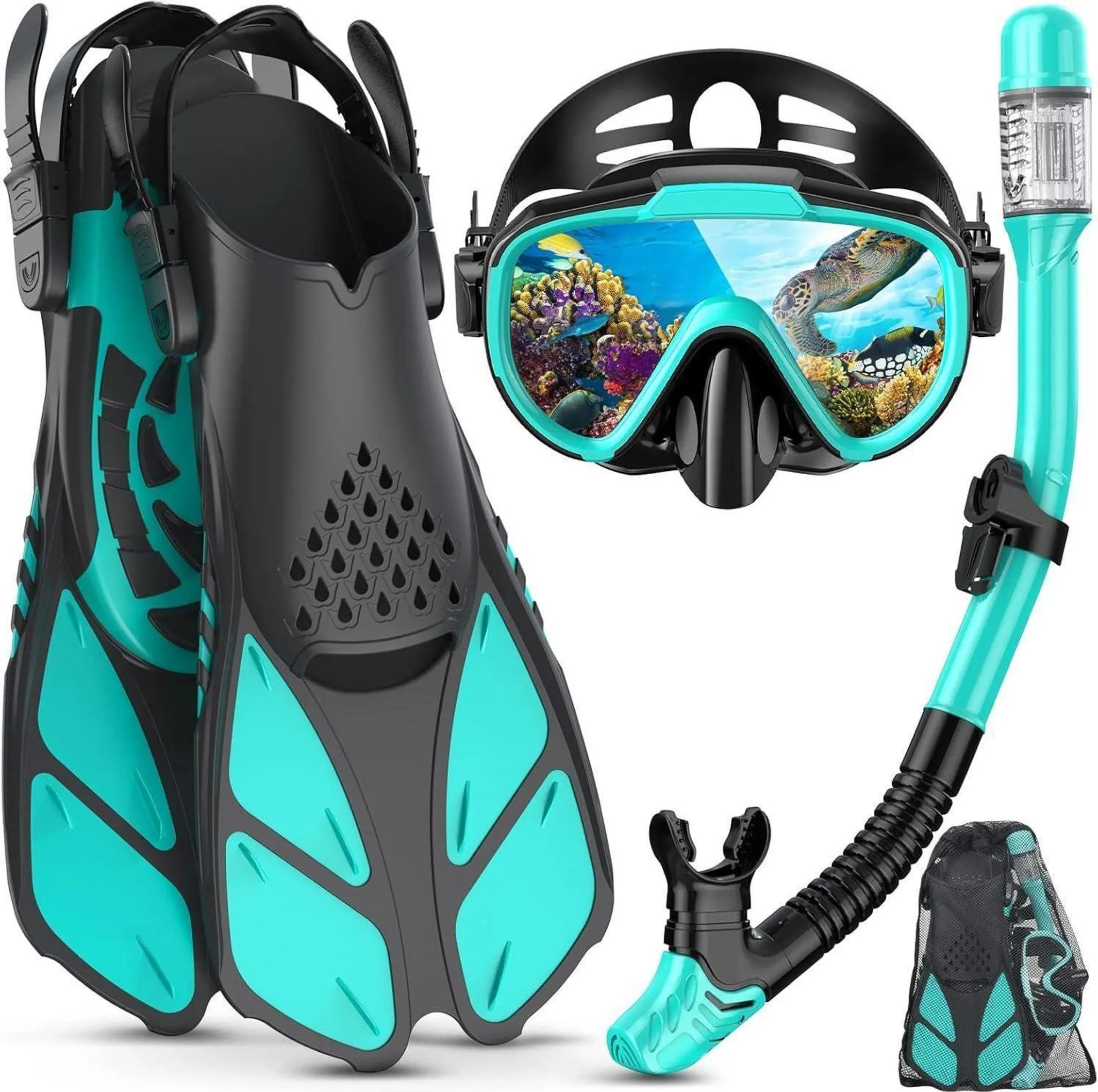 Kit Masque Et Tuba De Plongée TravelHawk – Vision Panoramique 180°, Anti-buée, Dry Top, Support Pour Caméra, Noir