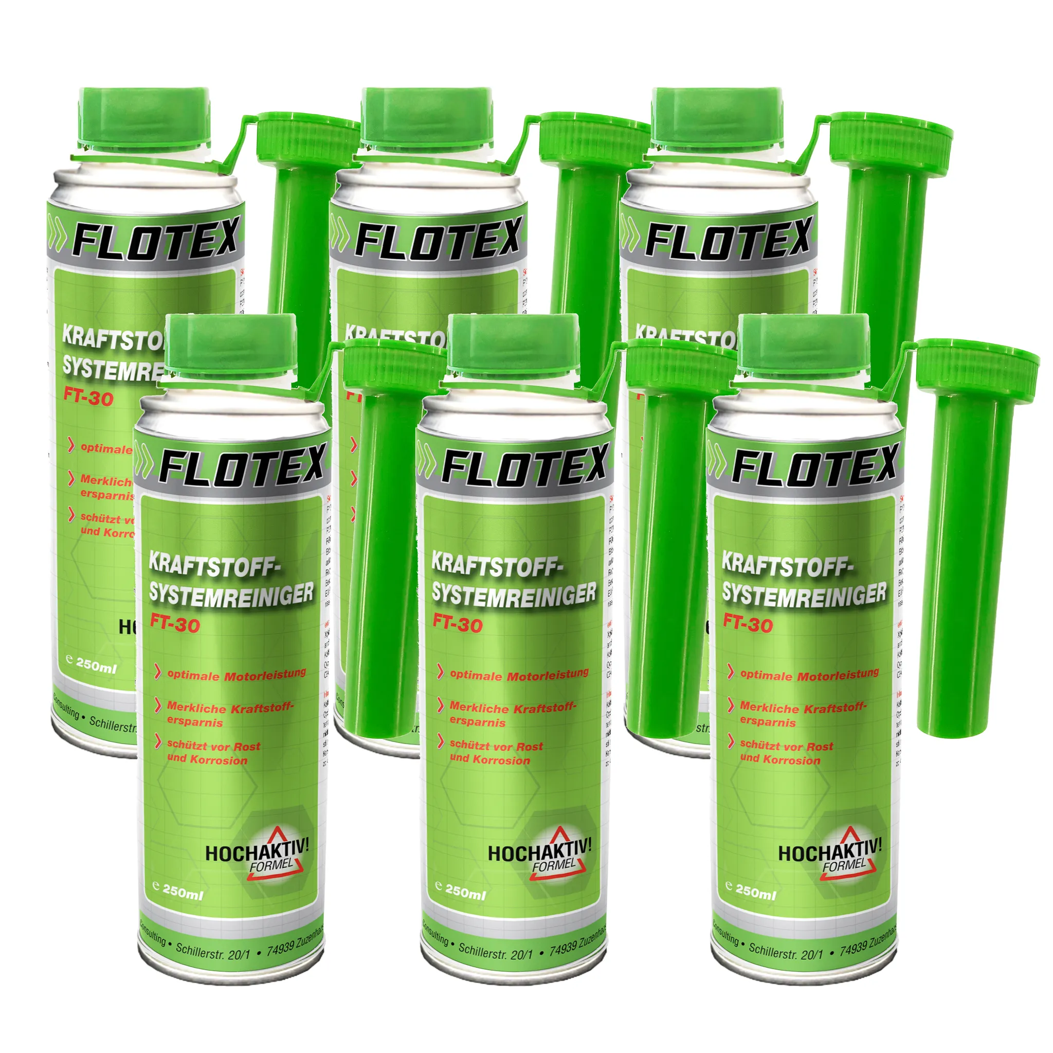 Flotex Kraftstoffsystemreiniger, 6 x 250ml Additiv Reiniger Kraftstoff- System