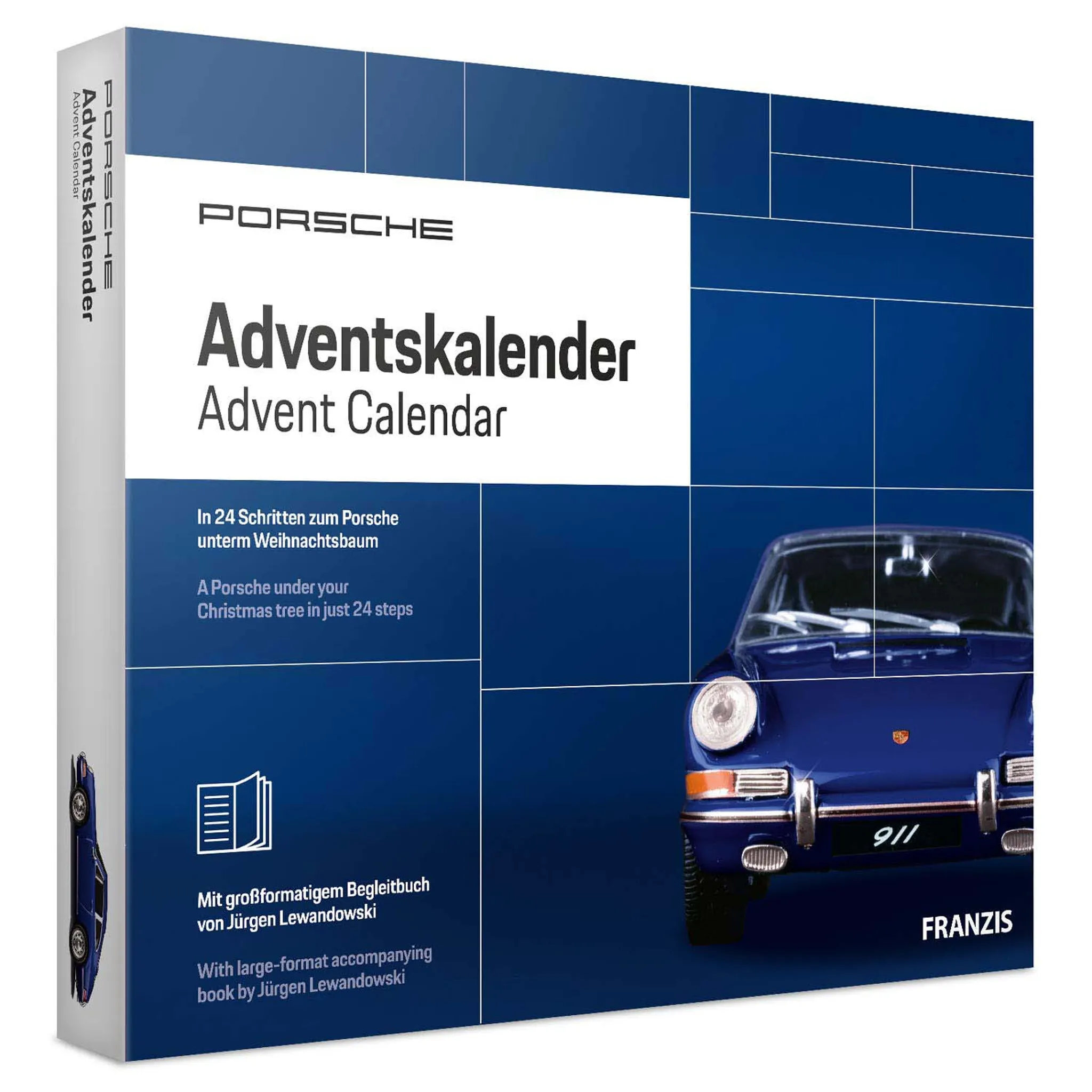Adventskalender, Modellauto Porsche Carrera RS, Begleitbuch und