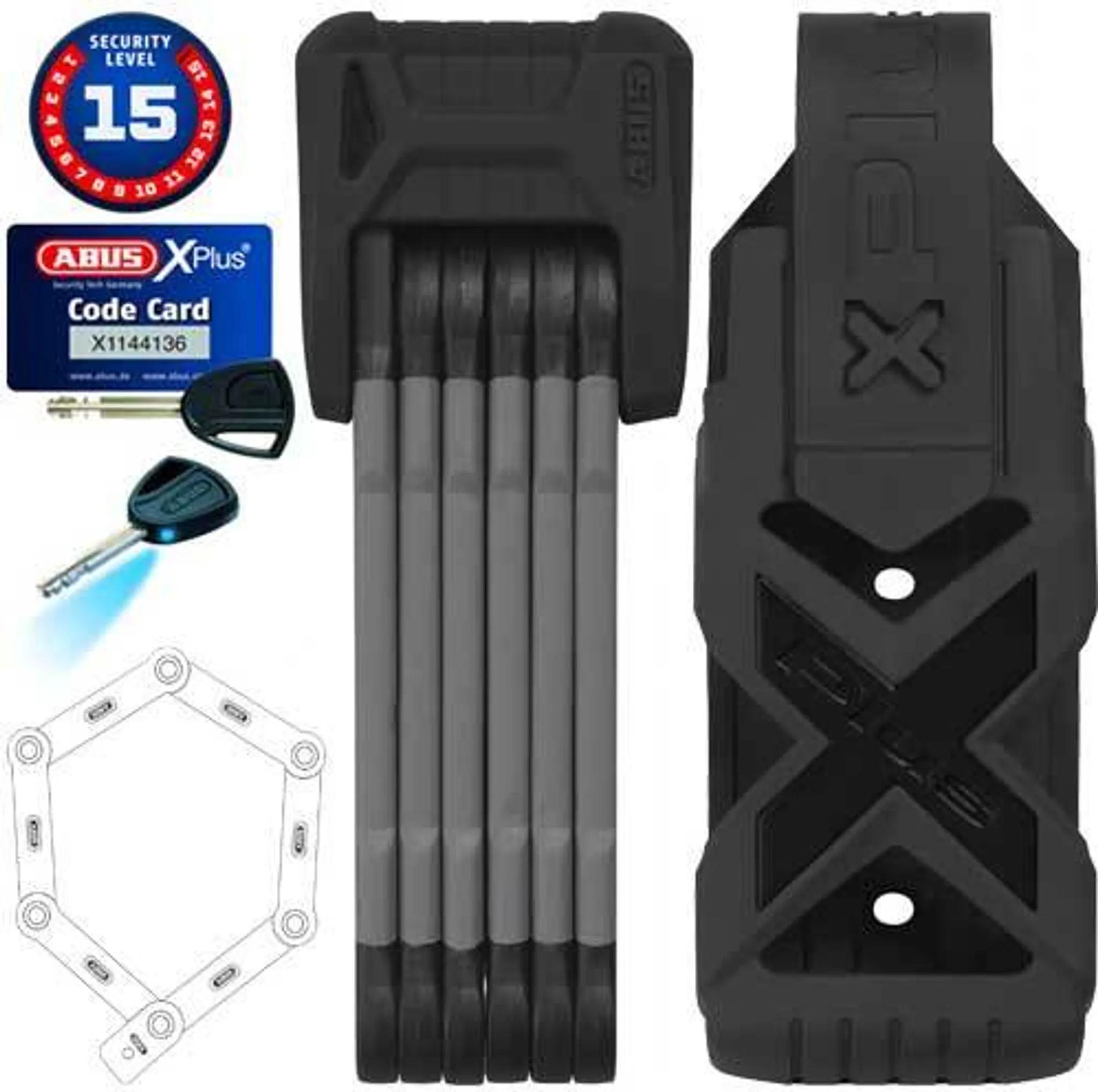 アクセサリー ABUS BORDO X Plus 6500 ABUS Zapięcie składane Bordo Granit XPlus 6500 SH z uchwytem