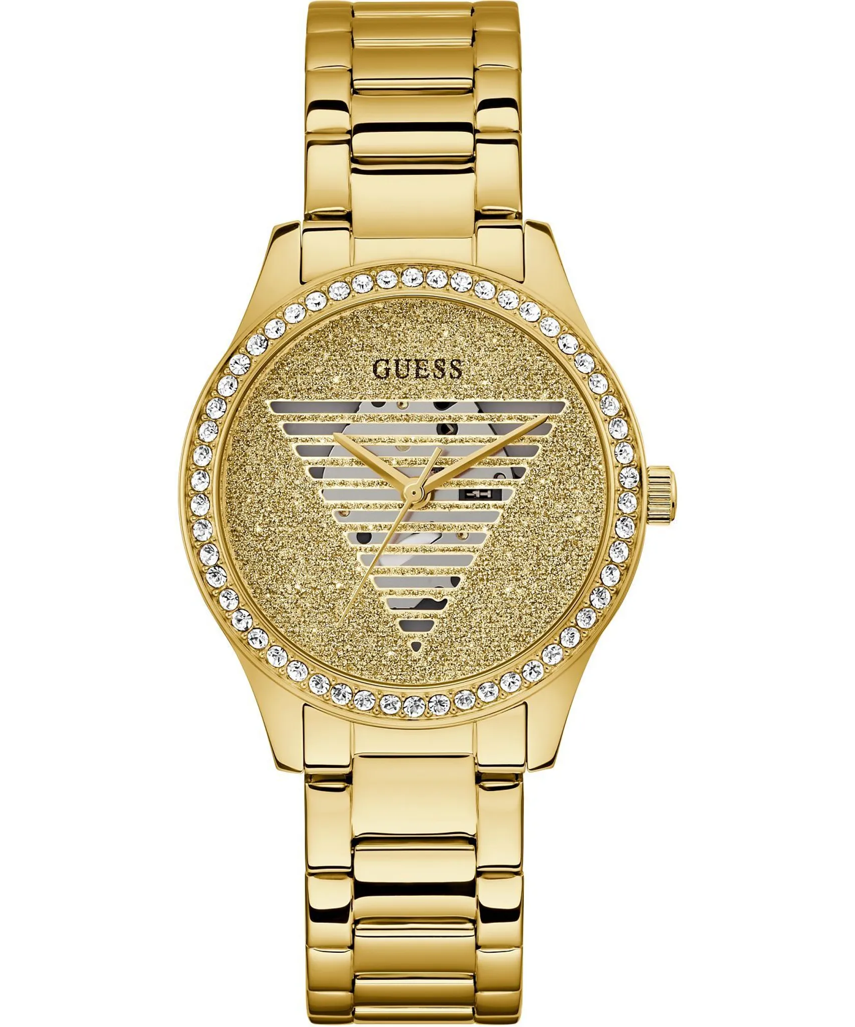 Montre Guess Femme Grand Cadran Argenté Avec Bracelet Cuir Rose - édition 20e Anniversaire, Occasion