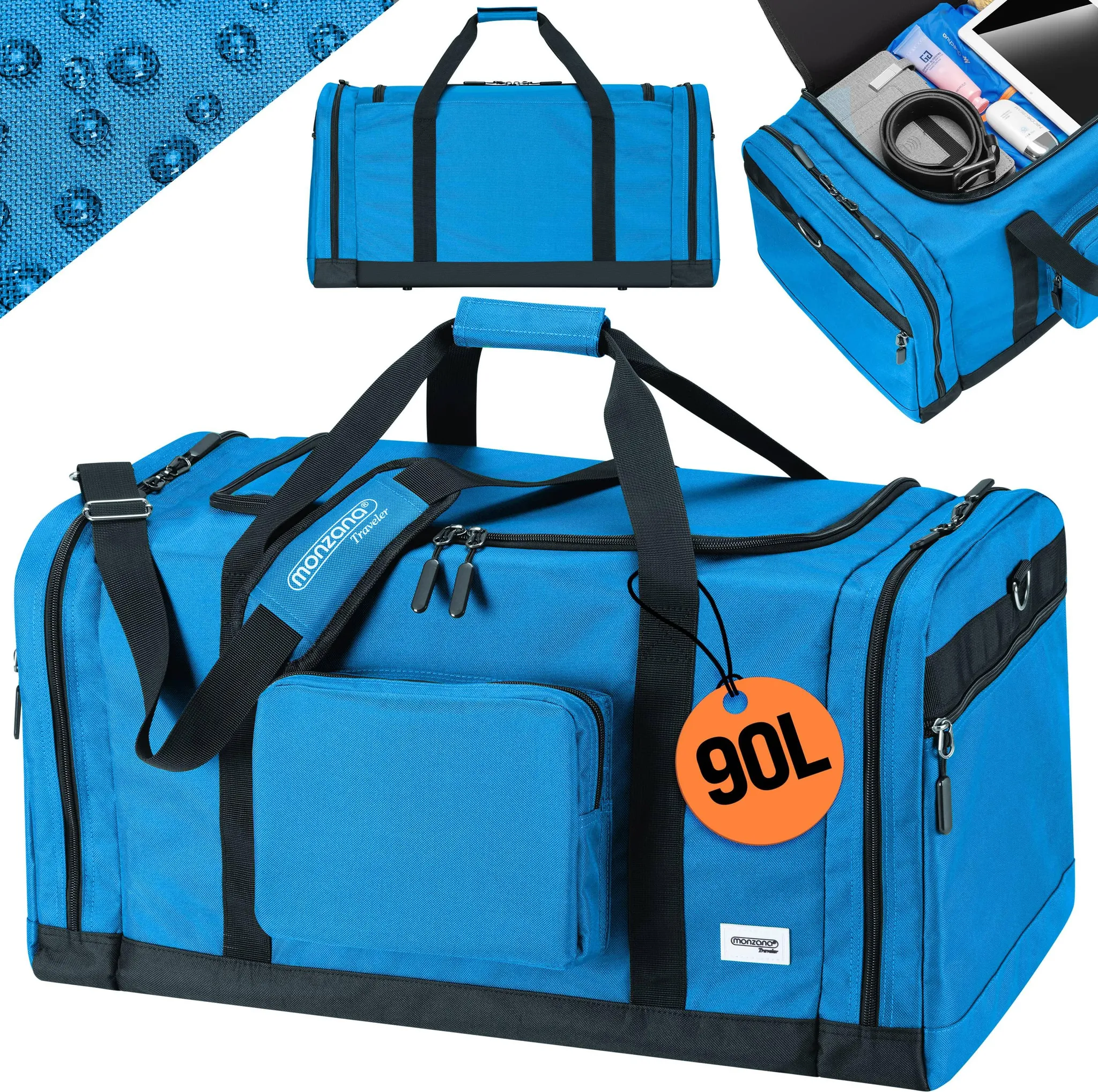 Borsa da viaggio trapuntata da donna, grande capacità, borsa a tracolla con tracolla staccabile, elegante borsa da viaggio, Blu, 275.00 x 160.00 x 80.00 mm