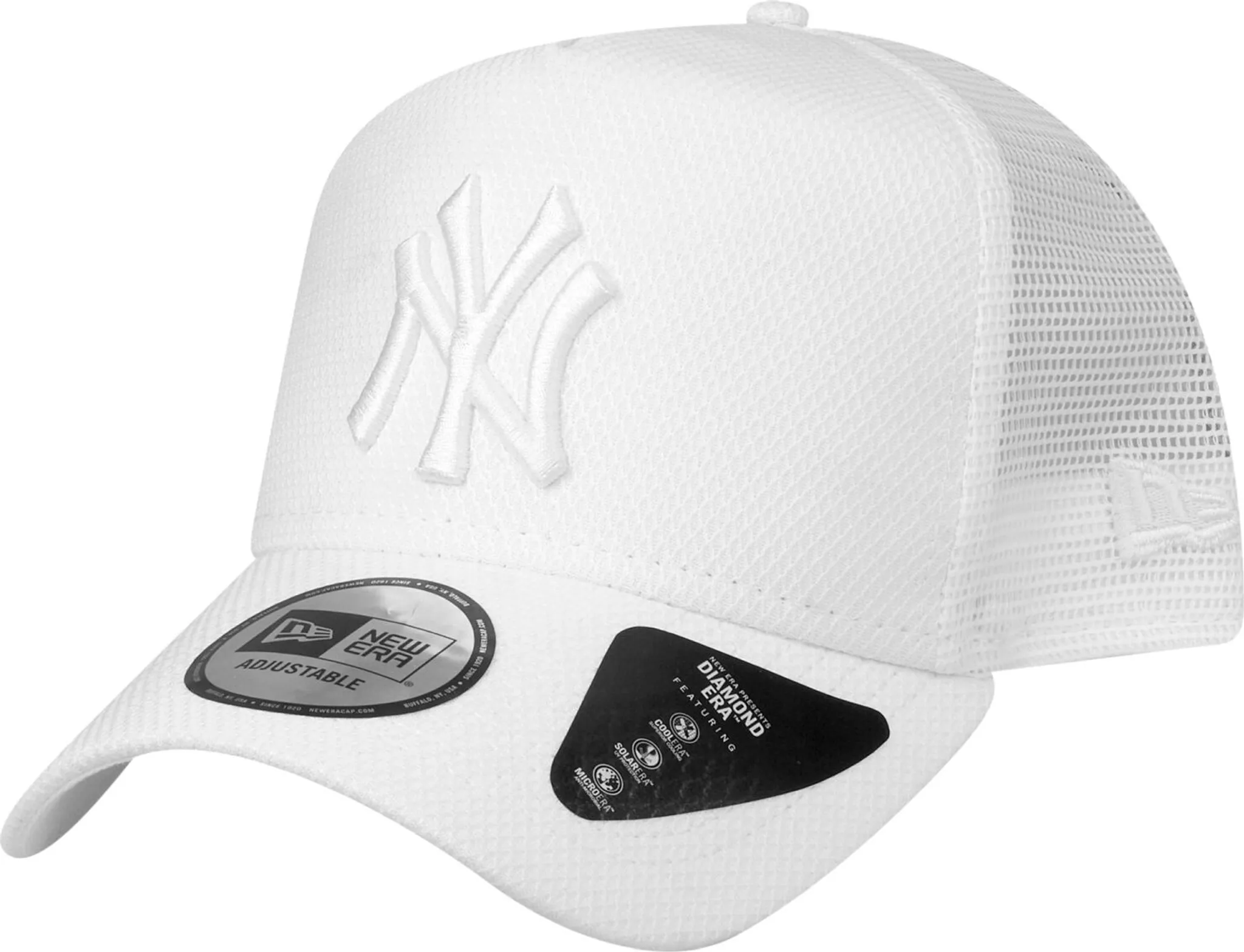 ☆New Era☆ MLB Basic New York Yankees K-Frame Ball Cap Whit New York Yankees MLB Raised Basic Mvp White Adjustable - 47