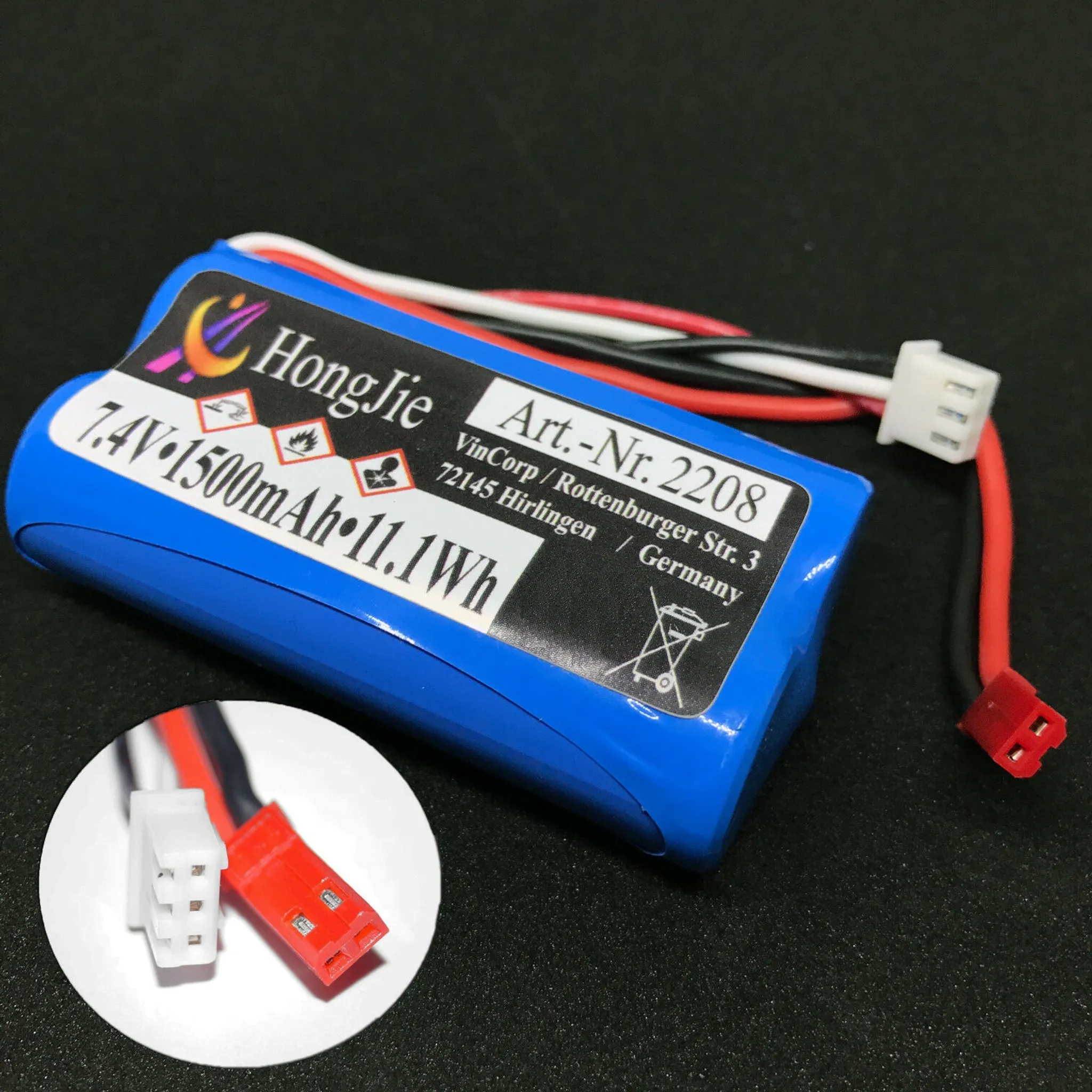 Batterie Li-Polymère VHBW 1500mAh (7.4V) pour Efaso Boot FT009-15