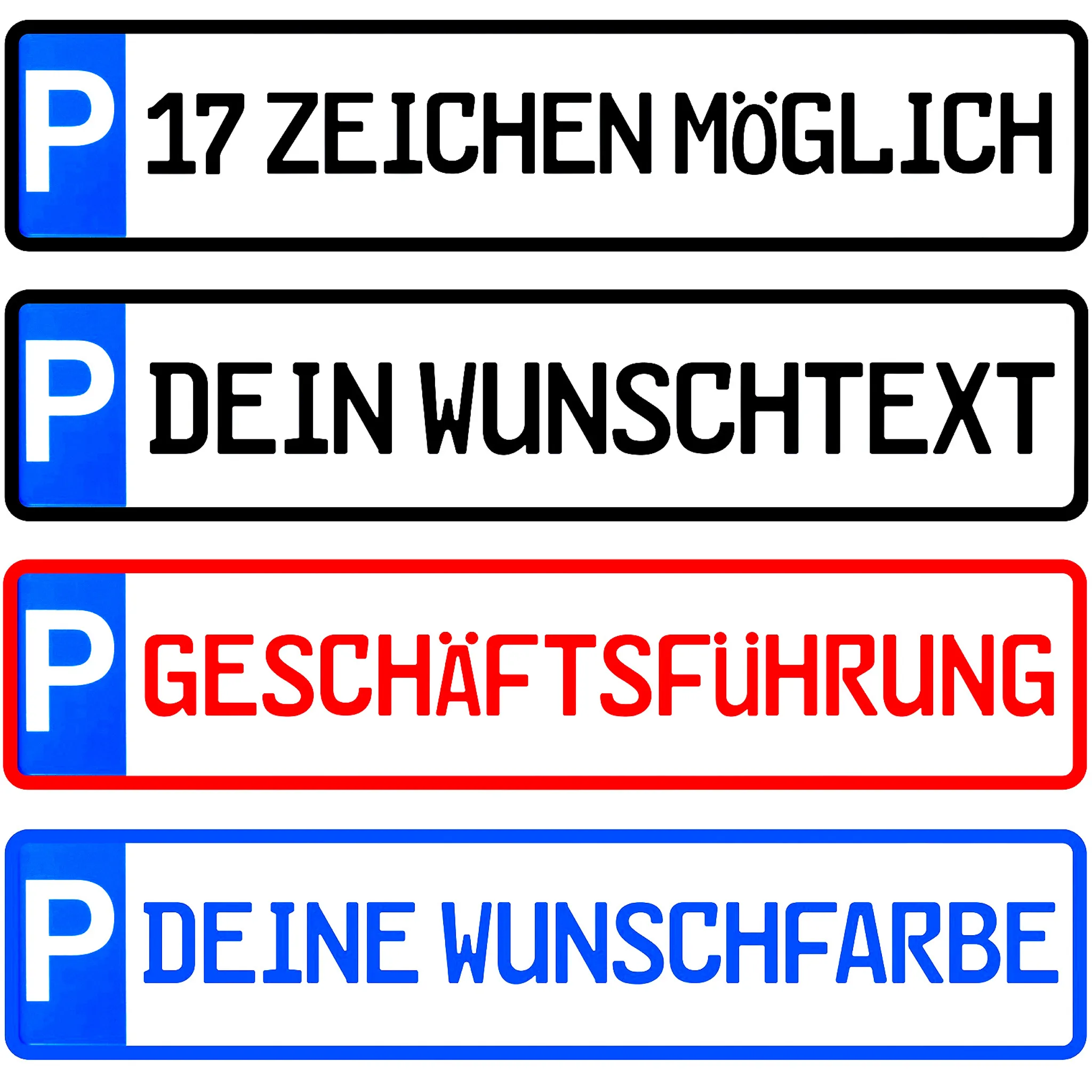 Parkplatz Kennzeichen, Parkplatzschild mit Wunschtext