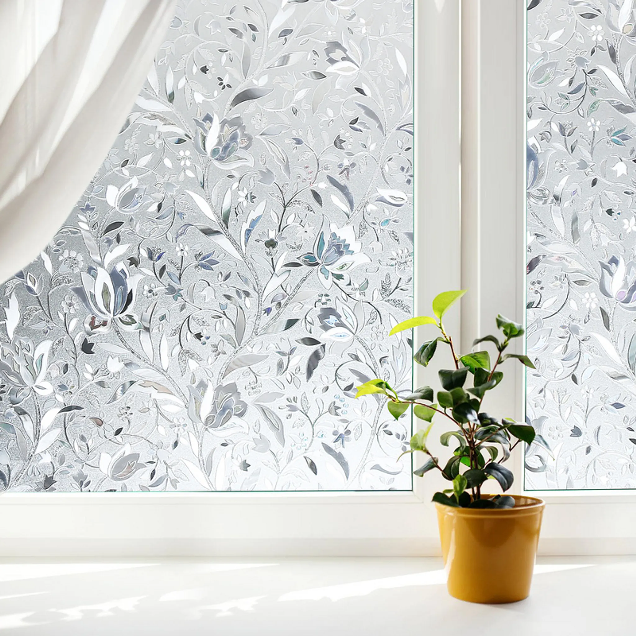 Fensterfolie Spiegelfolie Statische Sonnenschutzfolie 45x200cm, AROMUJOY,  Selbstklebende Fensterfolie, 45x200 cm