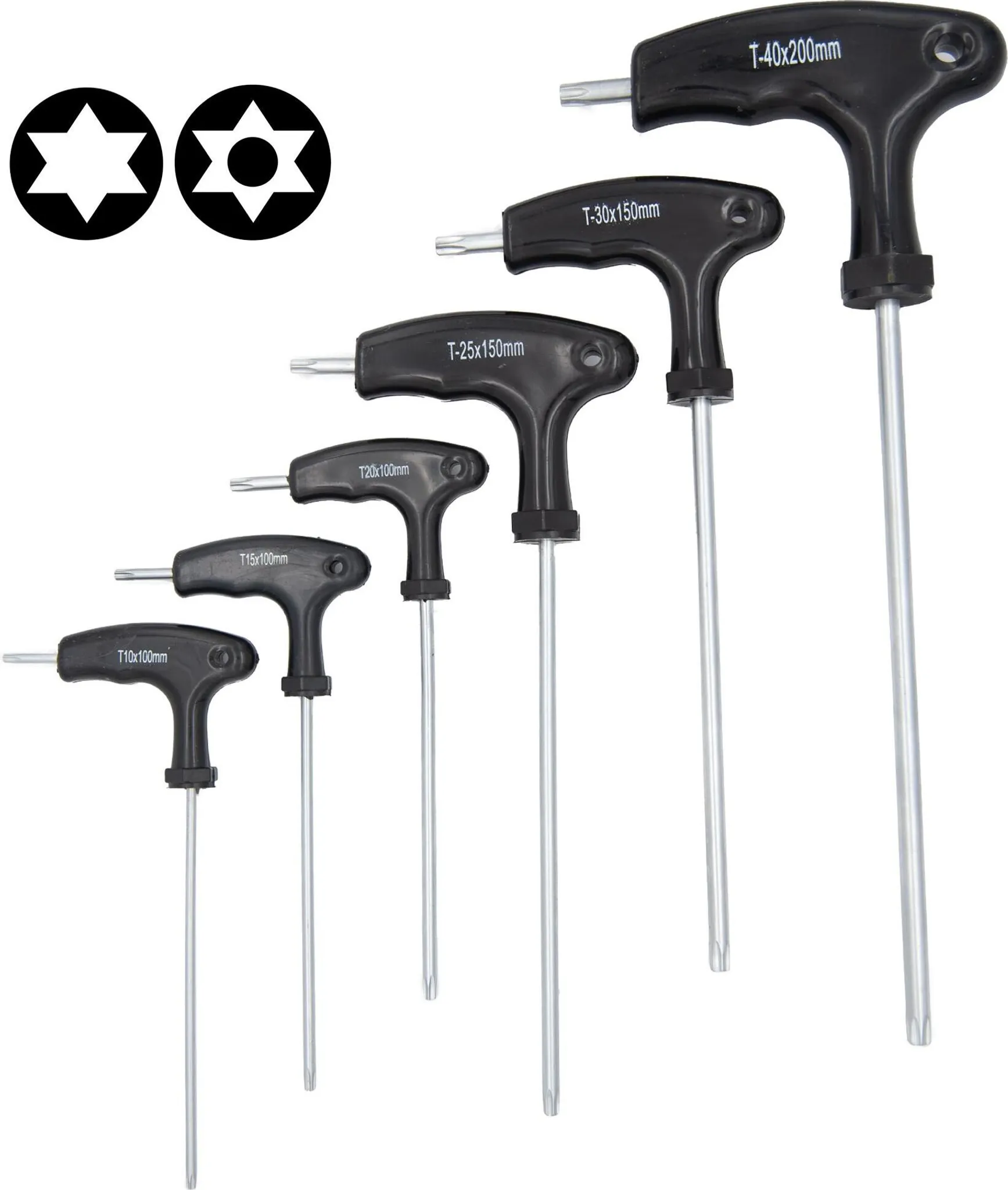 Schraubendreher Torx TOMMARS 9-TEILIGES T-Griff Torx Schraubenschlüssel Set, S2 Stahl, T10 Inbusschlüssel Set T-griff