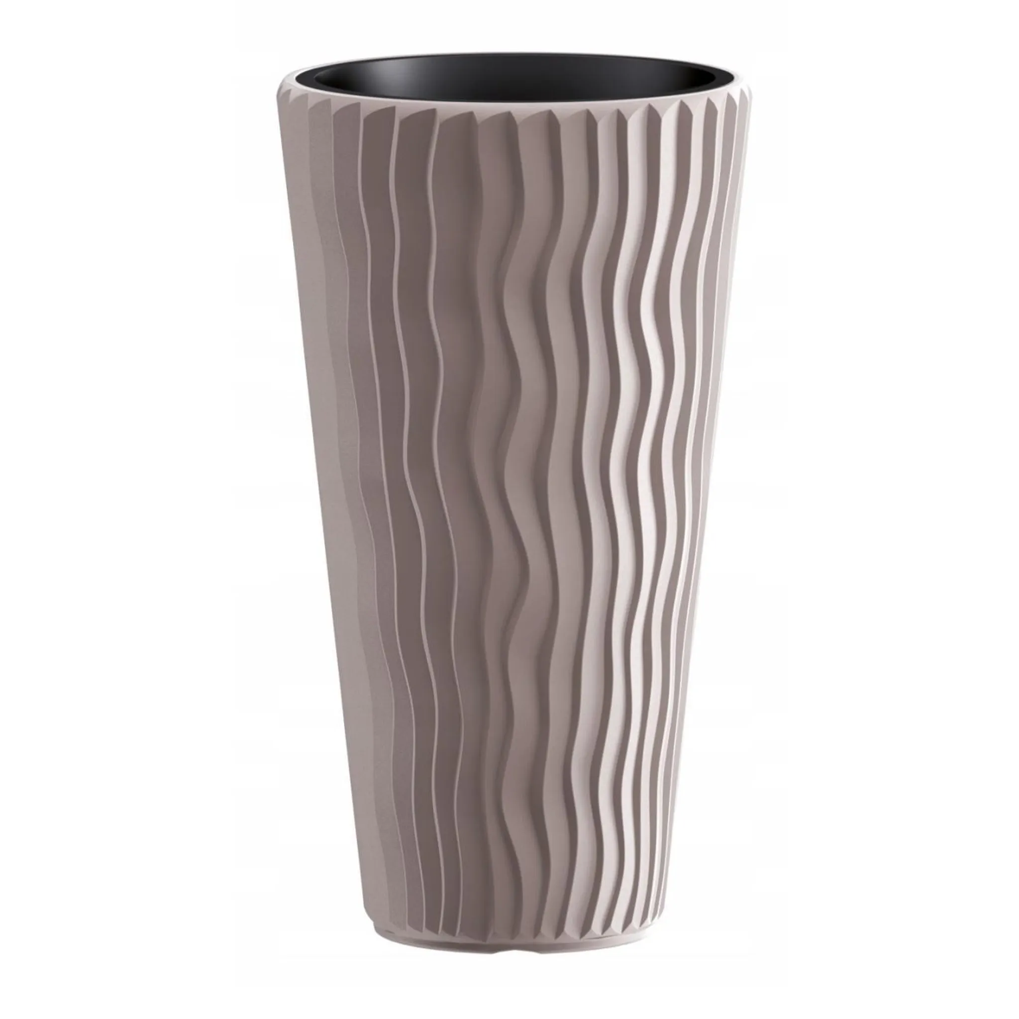 Prosperplast Vaso Rotondo Sandy 2in1 In Plastica - Colore Mocca, Diametro 26,2 Cm, Altezza 22,2 Cm