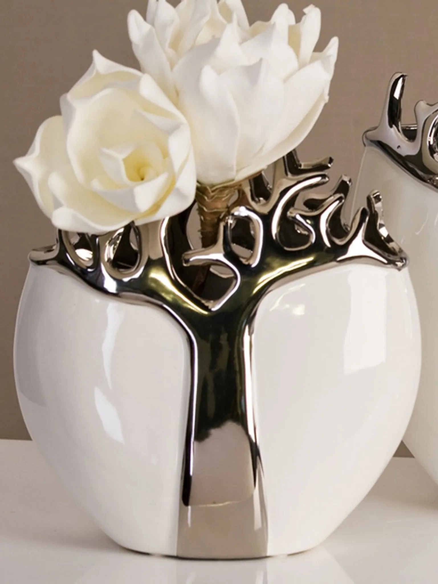 Ø 10,5 x 17 cm Sandra Rich 31-17 Sandra Rich X-Vase "Tulip" aus Porzellan weiß 