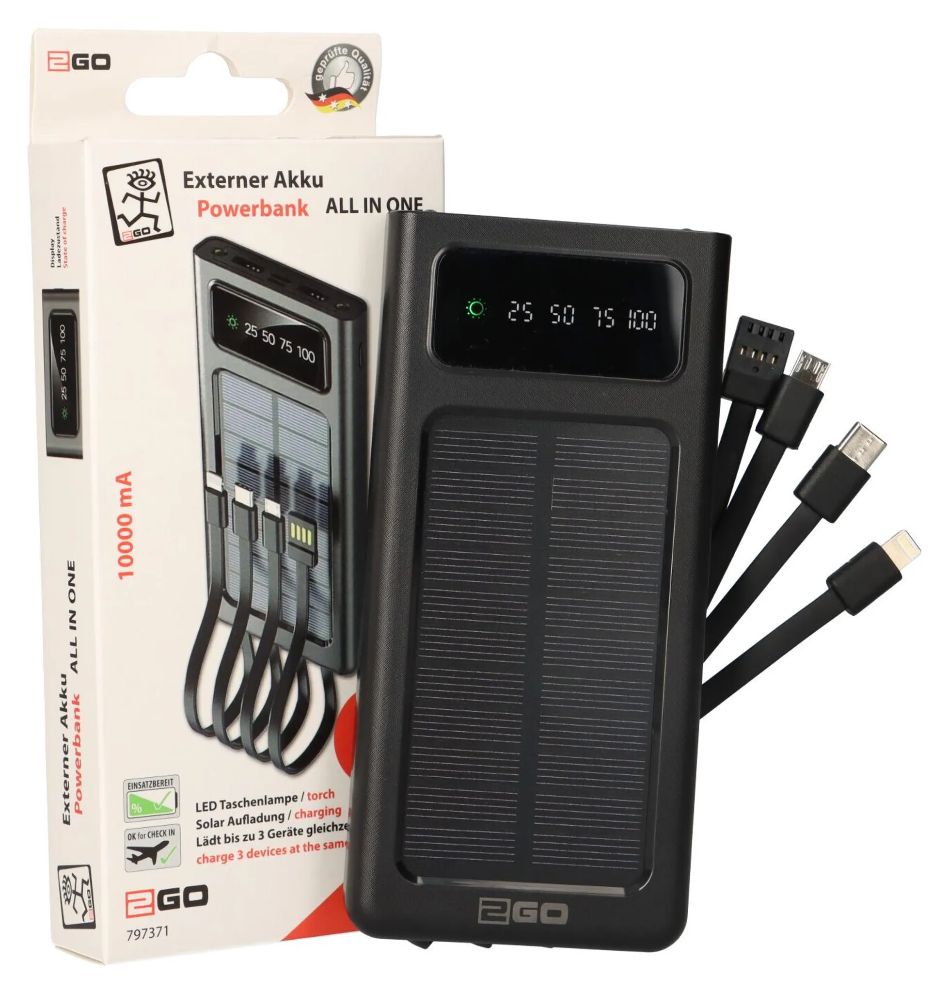 Power Bank Solare Portatile – Doppia USB Con Ricarica Rapida – Torcia LED E Bussola – Per Viaggi E Outdoor - 2