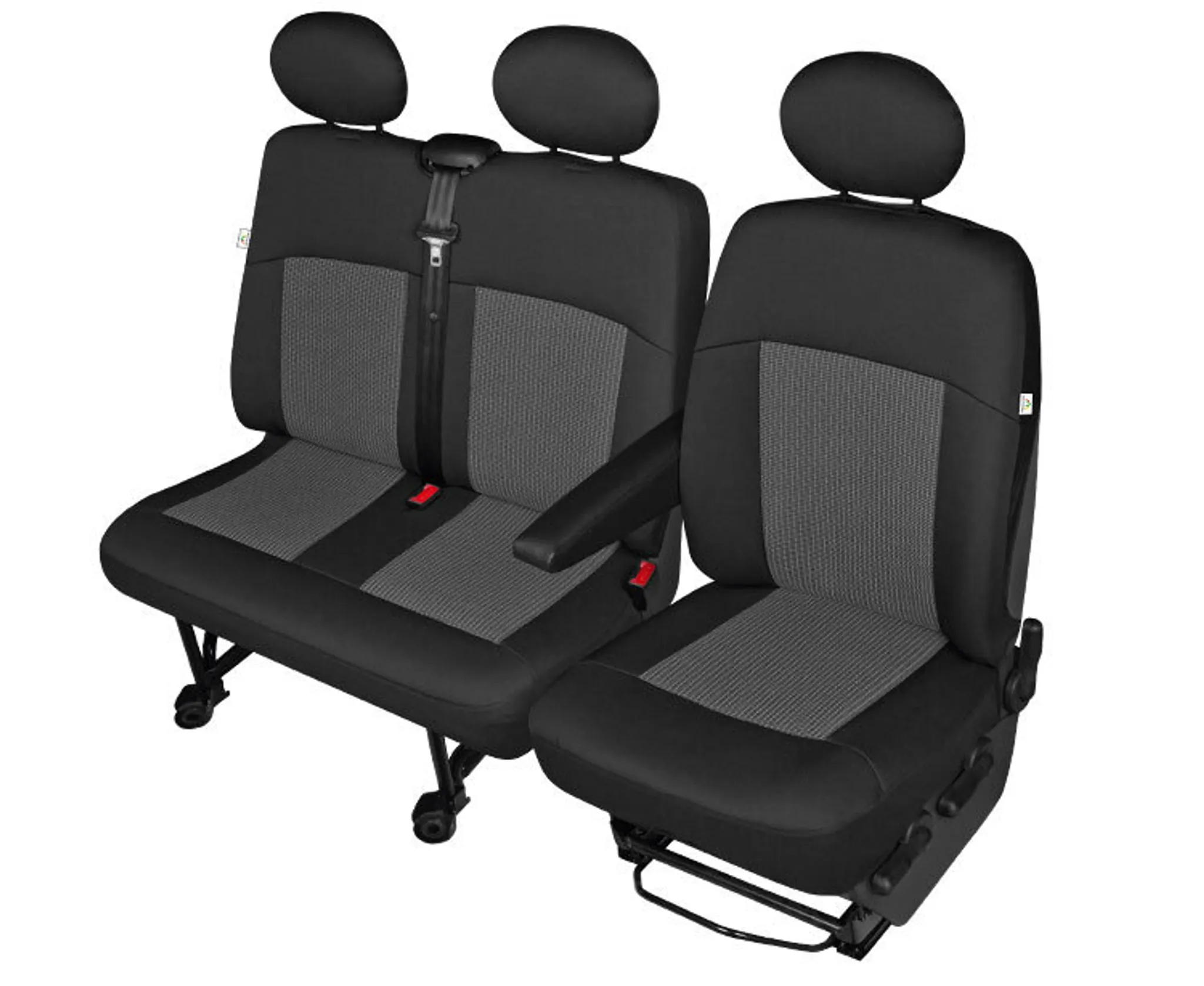 Sitzbezug-Set für zweite Sitzreihe 1 + 2 für VW T6 - 100 % Passform, für  Doppelsitzbank