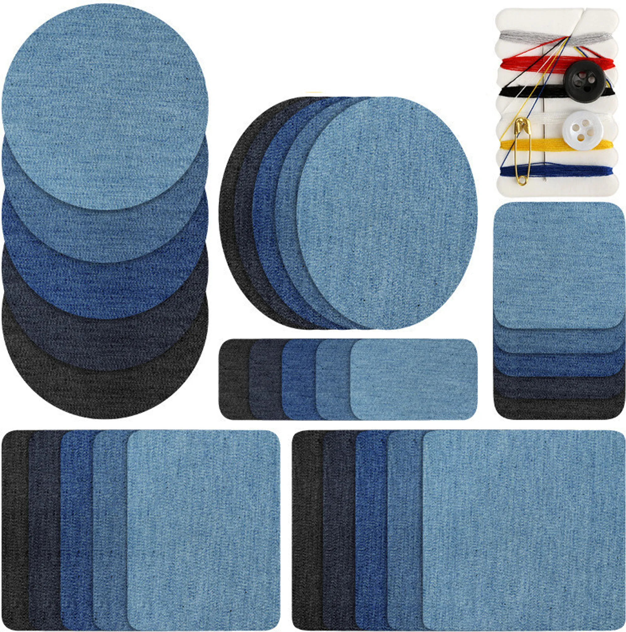 Jeans-Formen Zum Aufbügeln – Set Mit Denim-Flicken In Geometrischen Shapes, Ohne Nähen!