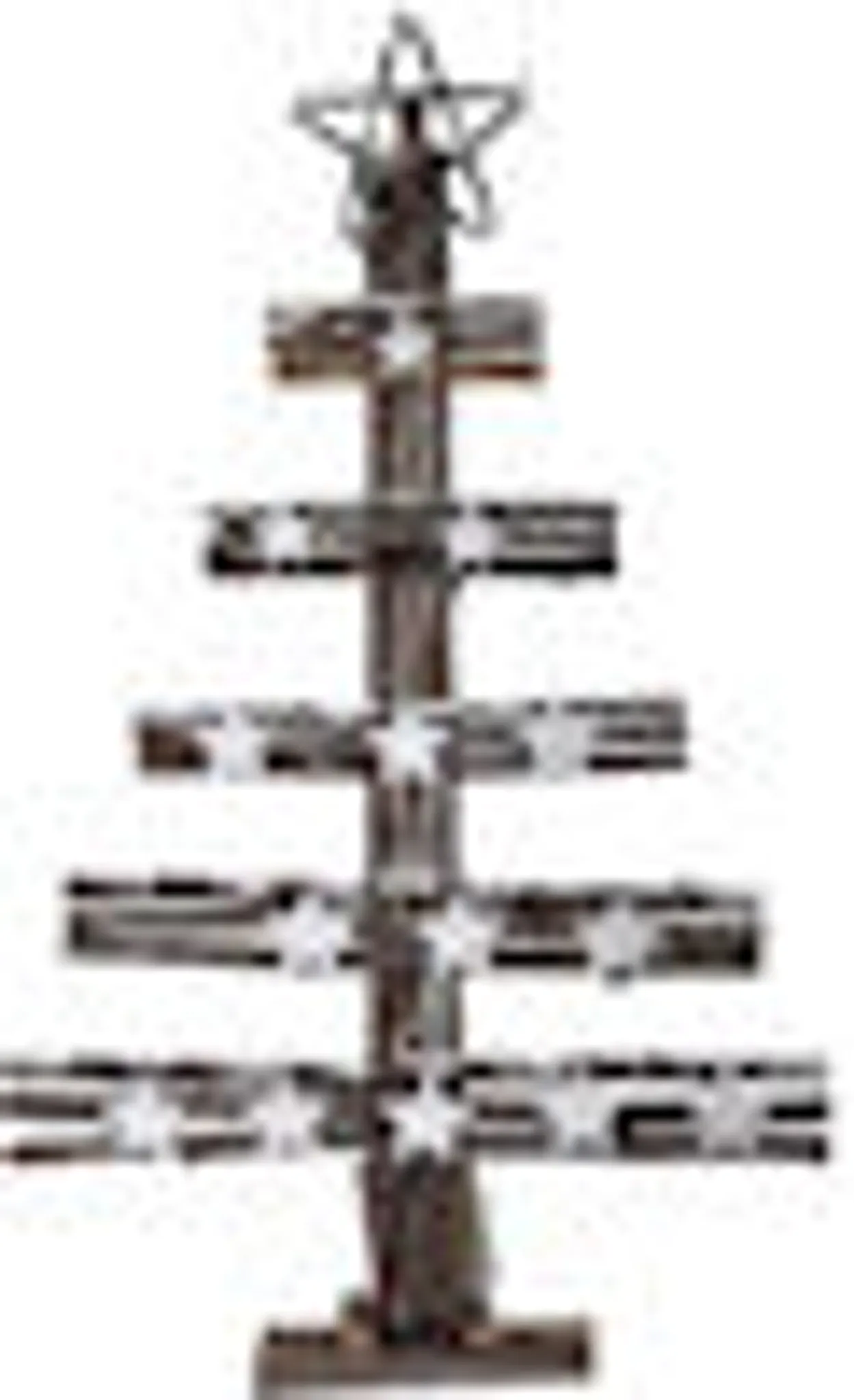 LED Weihnachtsbaum Aus Holz – 60 Cm, 30 LED Warmweiß, Batteriebetrieben, Mit Sternen