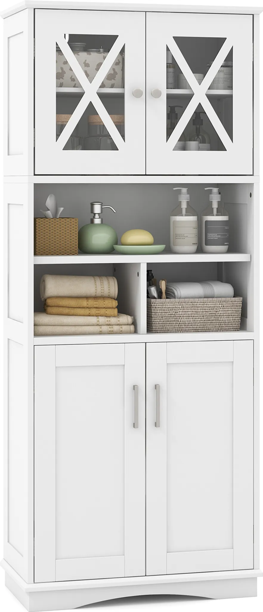 Armadietto Stretto E Alto COSTWAY Con 2 Cassetti E 3 Ripiani – 30,5x30,5x145 Cm, Nero, Per Bagno, Camera E Ingresso
