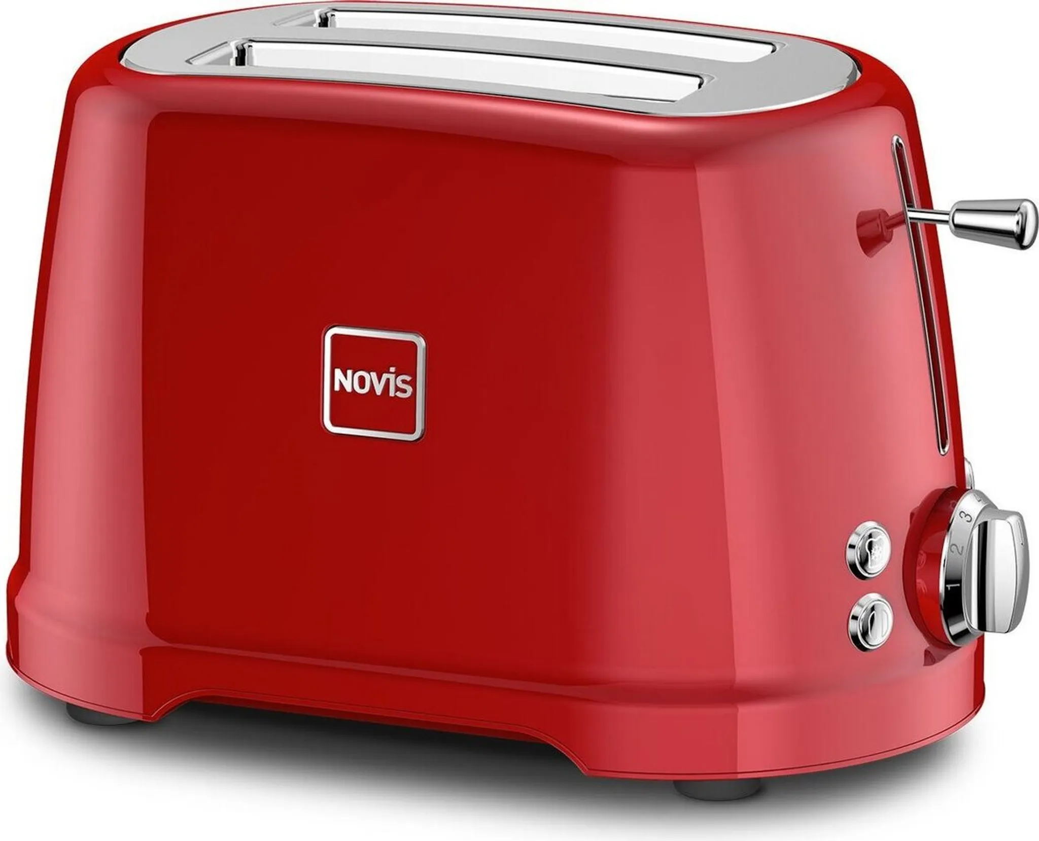Novis Iconic Line Toaster T2 rot SET mit Brötchenwärmer