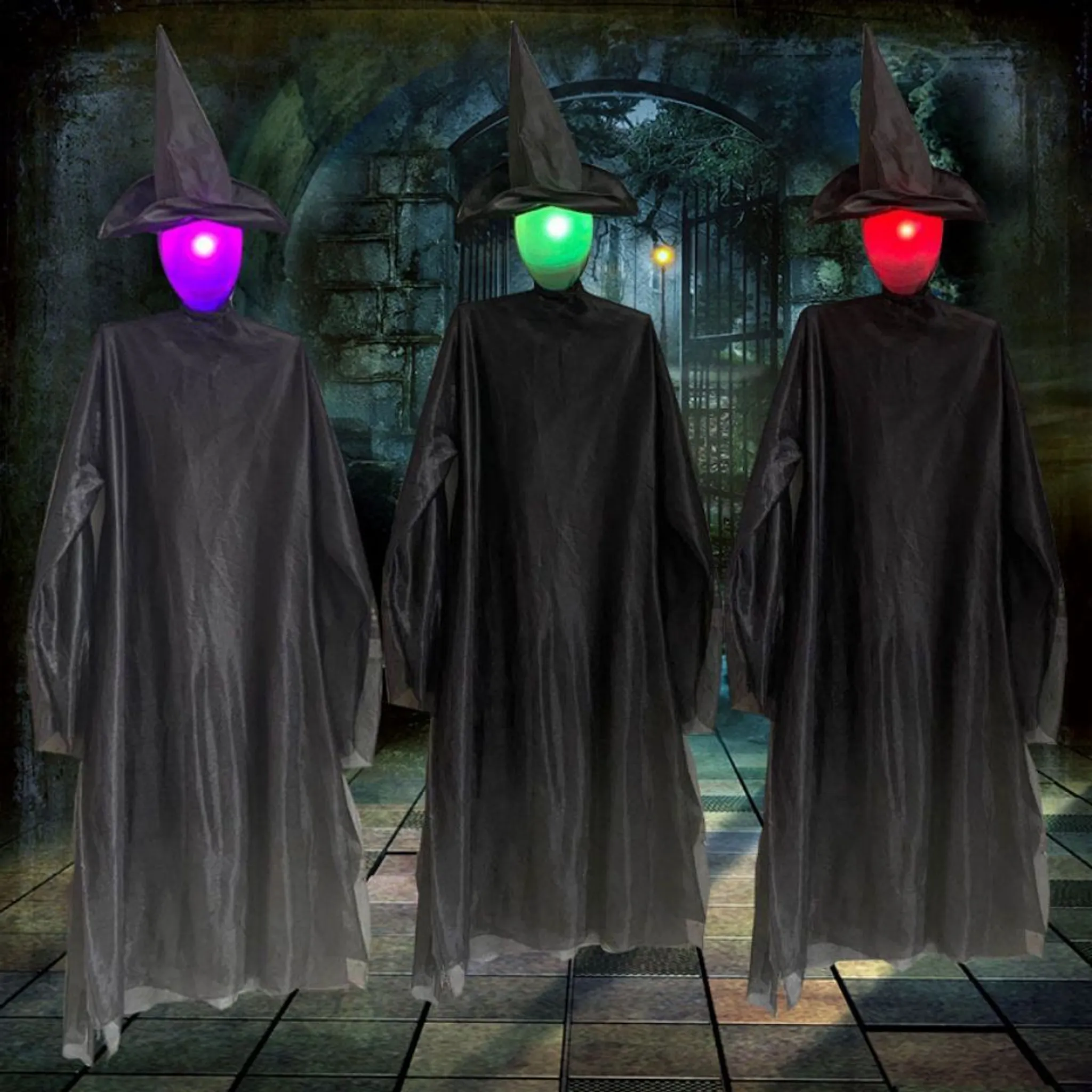 GREUS 2x Leuchtende Hexenhüte Mit Blutspritzern - LED-Horrorhüte Für Halloween, Cosplay & Kostümpartys