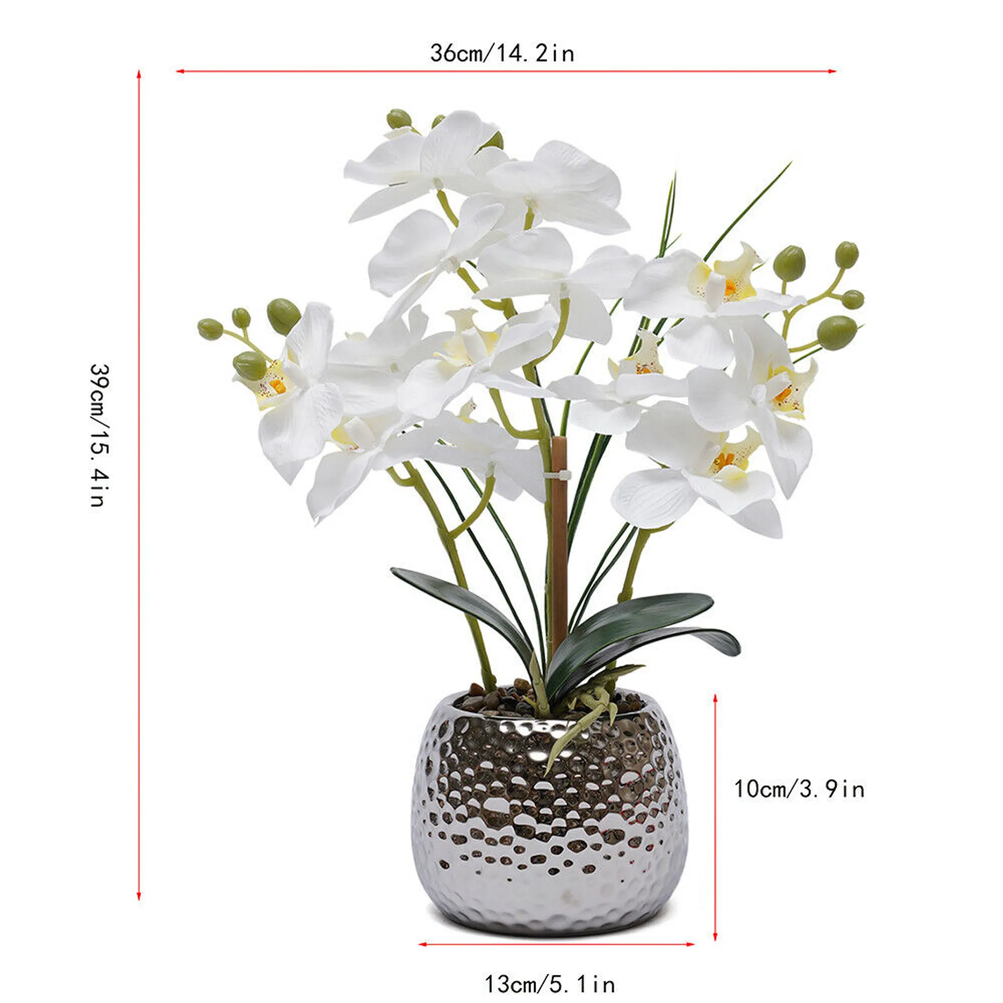Künstliche Orchideen im weiß Kunstorchidee Bürodekoration Topf Phalaenopsis Heimdekoration Gesteck Pflanzen Kunstblumen Kunstpflanze Bonsai