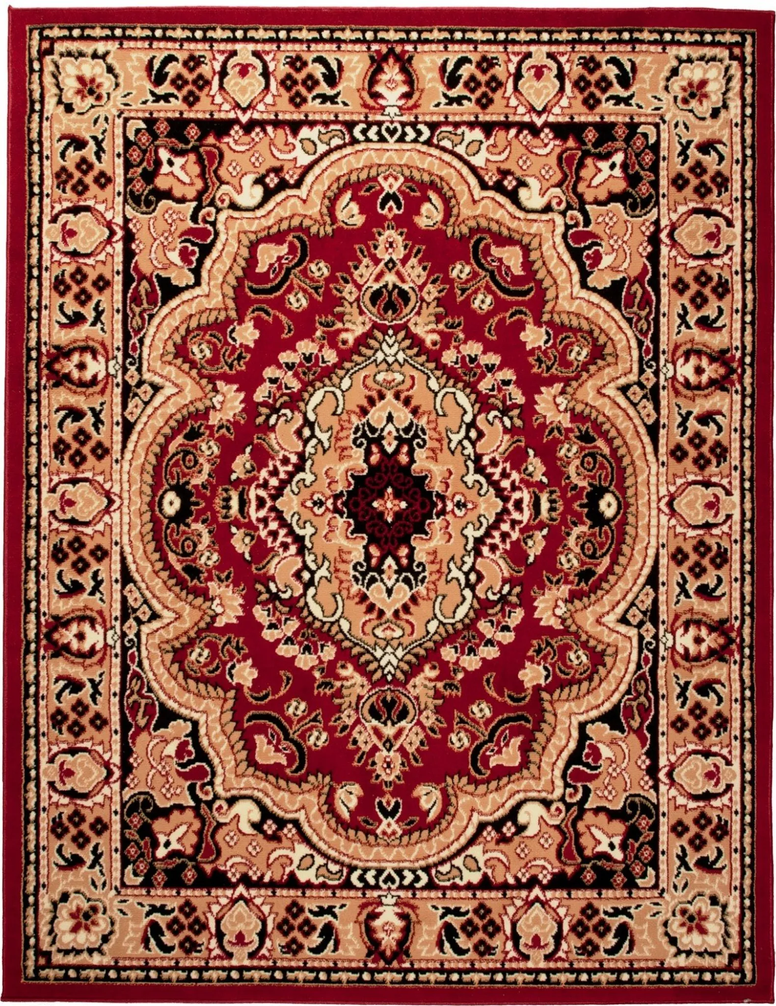 Orient Teppich rot beige klassisch dicht gewebt mit Ornament und