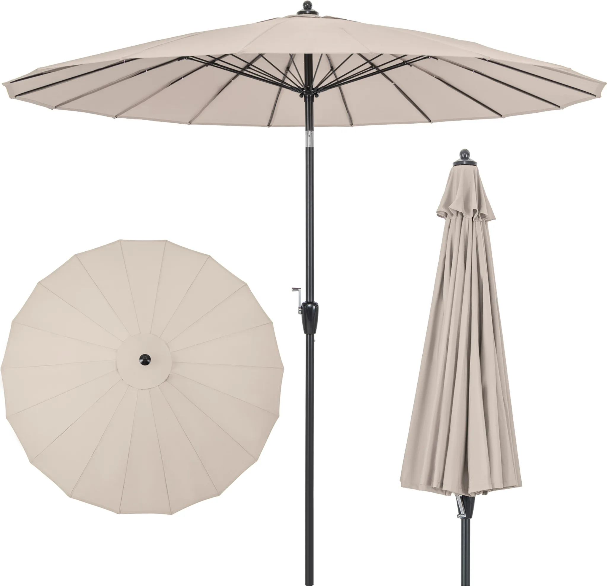 GOPLUS Sonnenschirm 270 Cm – Beidseitig Neigbar, 8 Rippen, Kurbel, Für Garten, Terrasse & Balkon