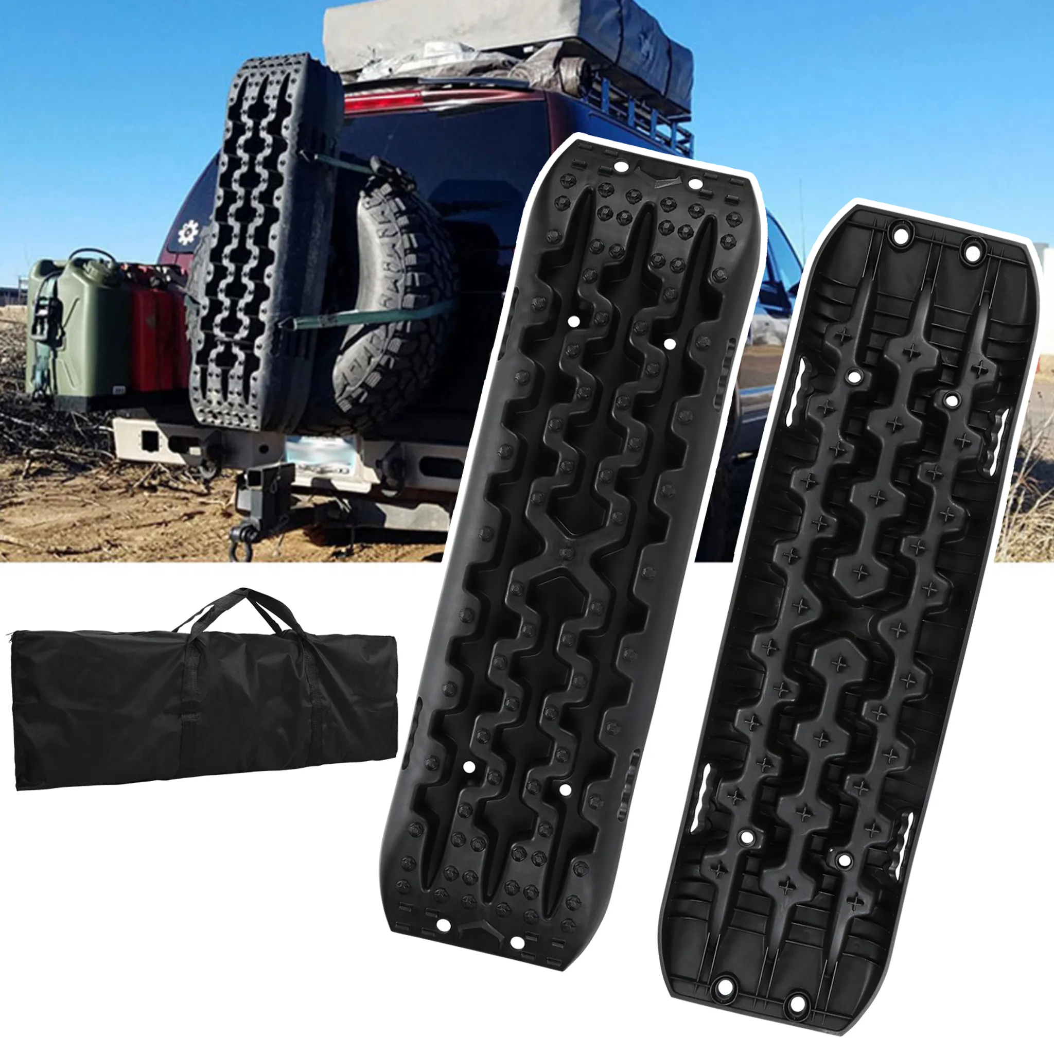 2 Stücke Anfahrhilfe Sandbleche Offroad Reifenleiter für  Sand/Schlamm/Schnee 107 x 31 x 7 cm Rot - Costway
