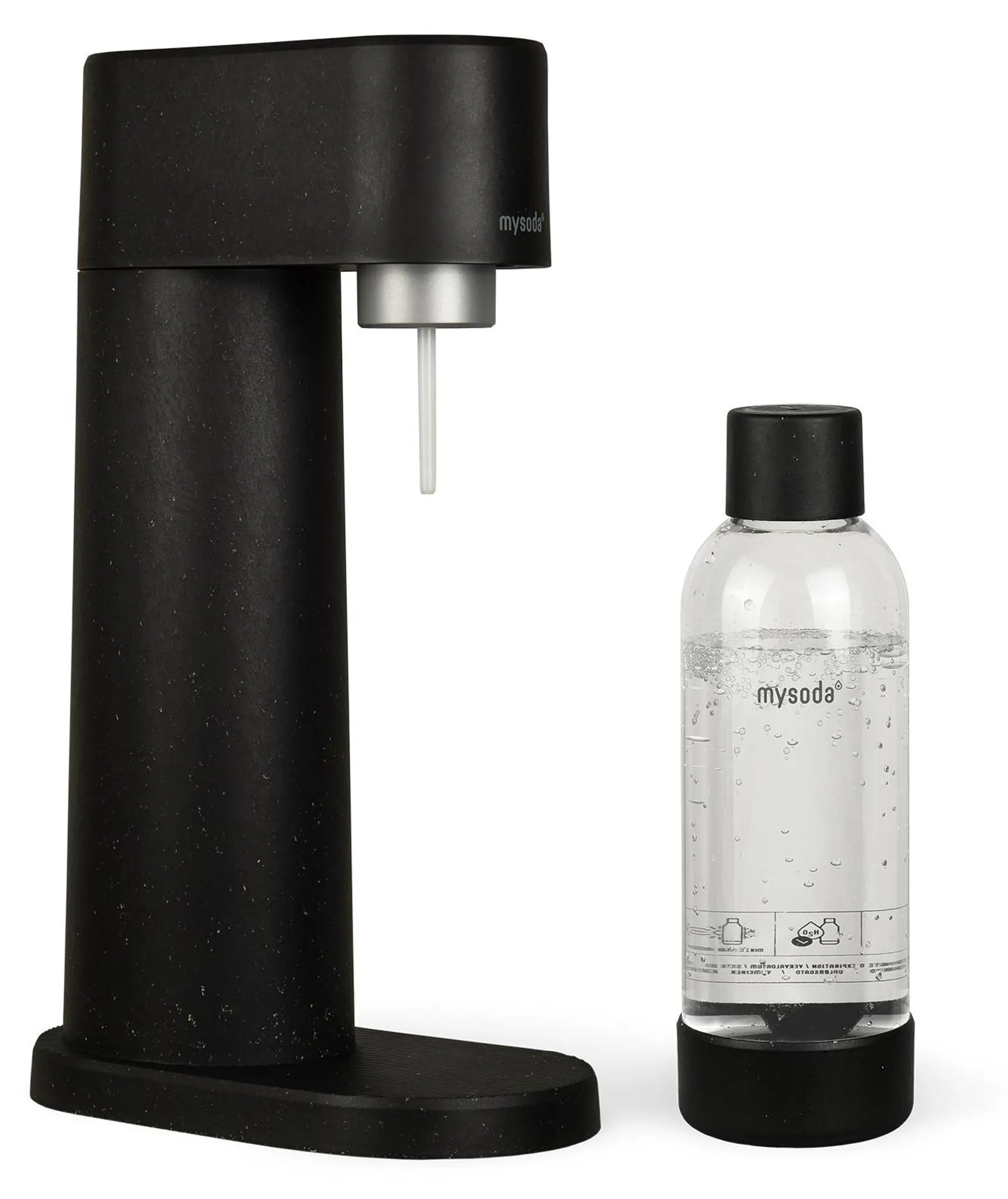 Mysoda Woody, Design-Wassersprudler (Black) mit 1L Flasche
