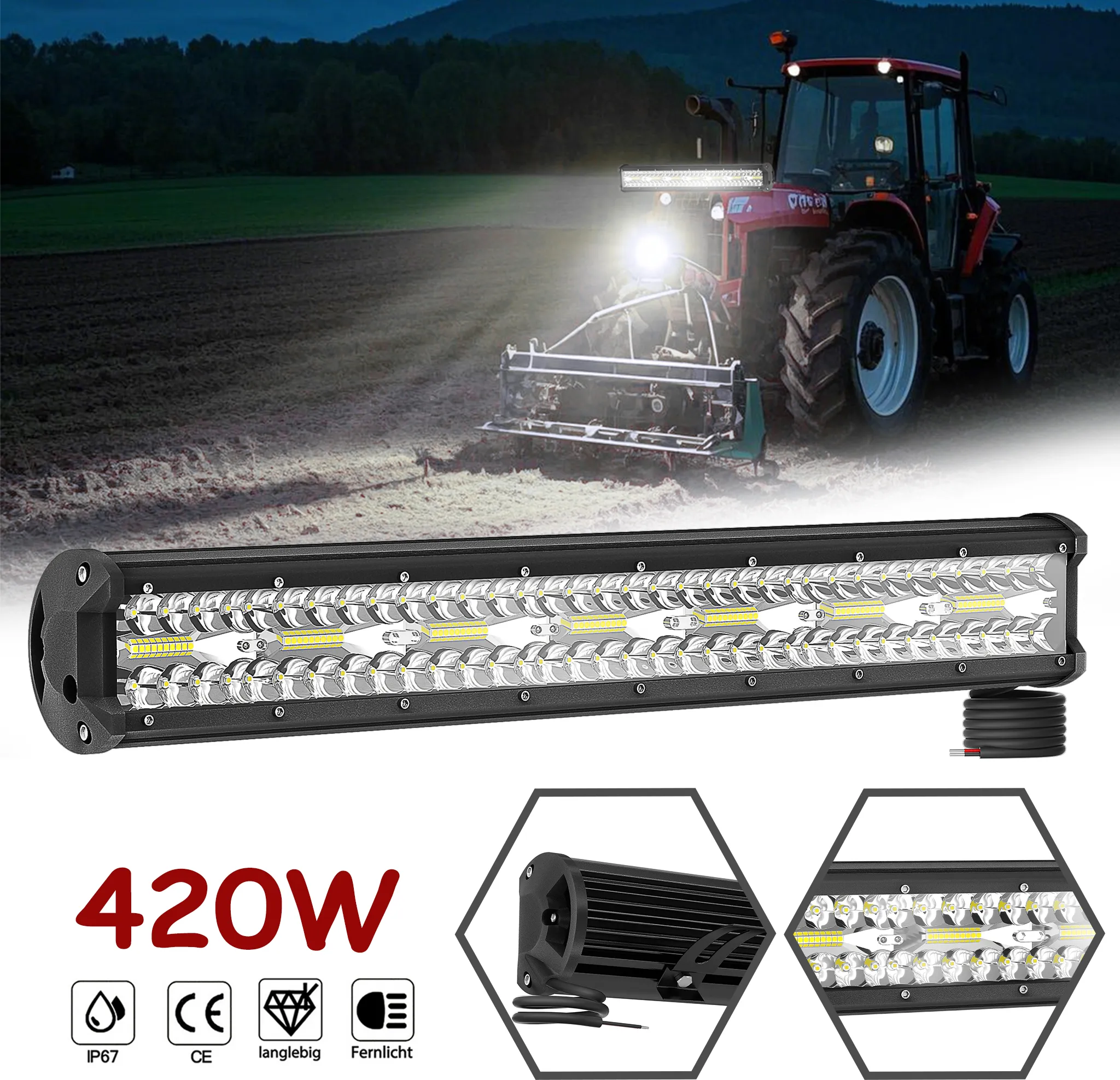 EINFEBEN 10X 48W Projecteur Phare De Travail 12V 24V LED Carré LED Moto Spot Feux Additionnels Offroad Lampe 81907507