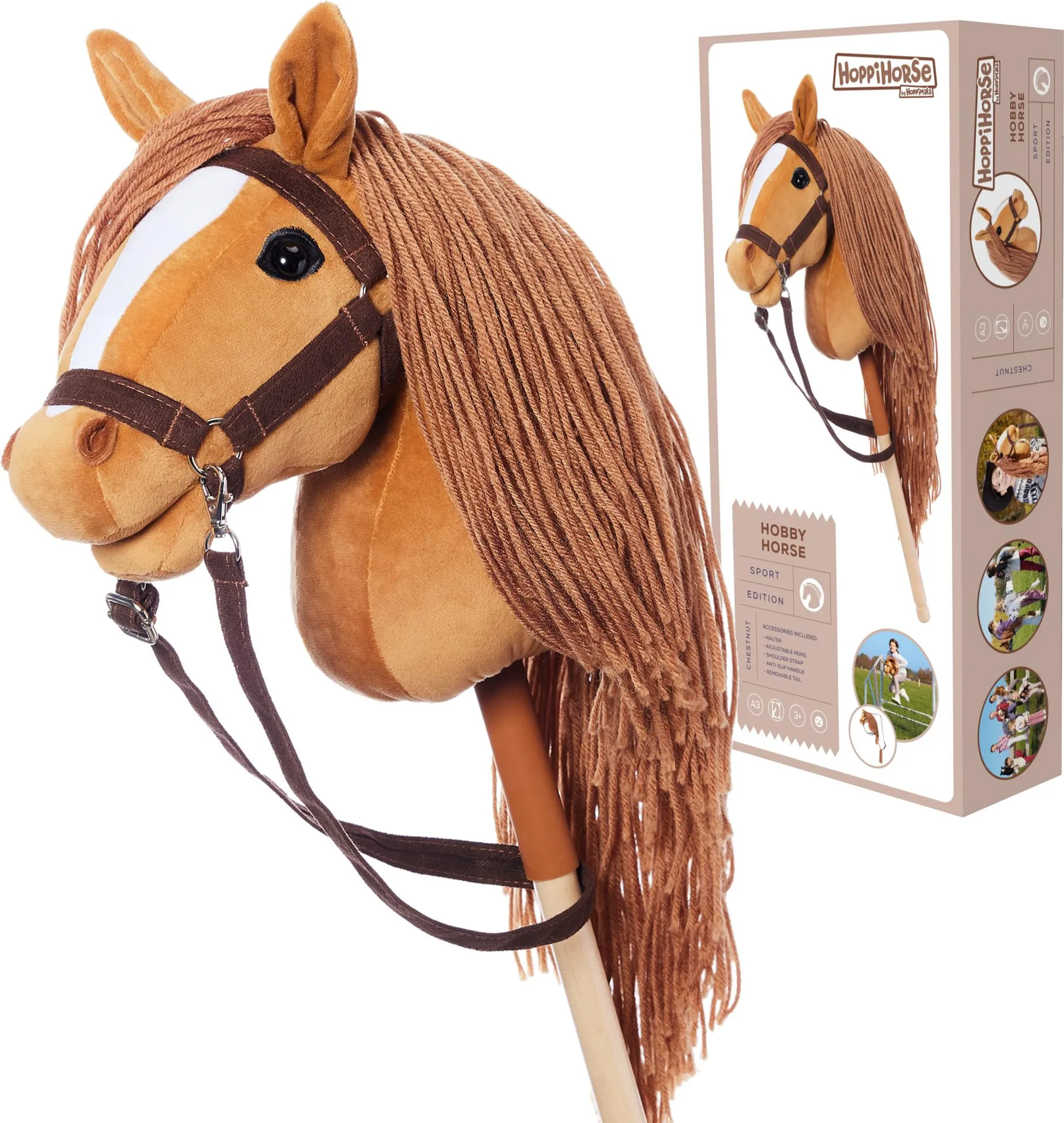 Cheval à Bâton En Bois Et Peluche – Hobby Horse Avec Selle Et Rênes, Pour Cavalier En Herbe Dès 3 Ans