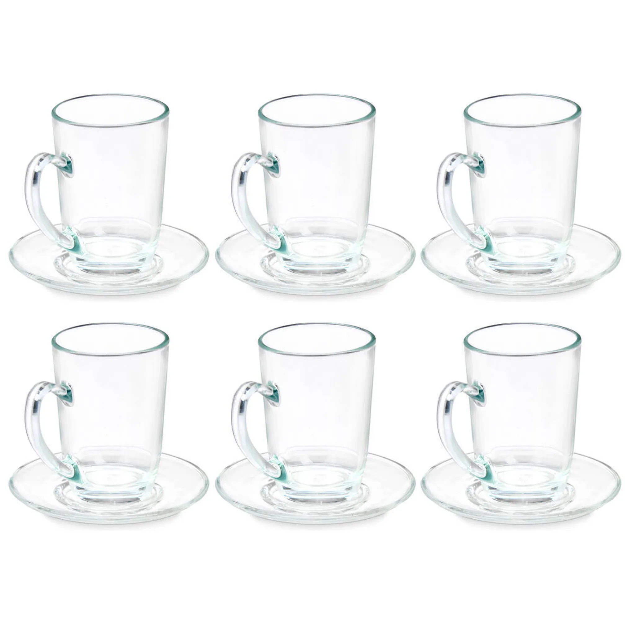 Cappuccino-Tassen aus Glas mit Untertassen, 200 ml, 6er-Set