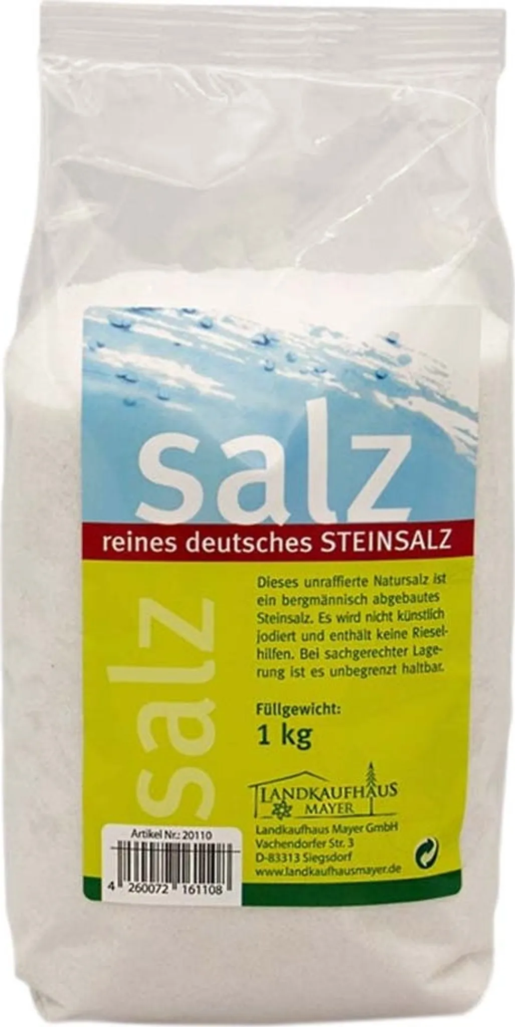Landkaufhaus Mayer Reines Steinsalz fein, 1000 g Salze