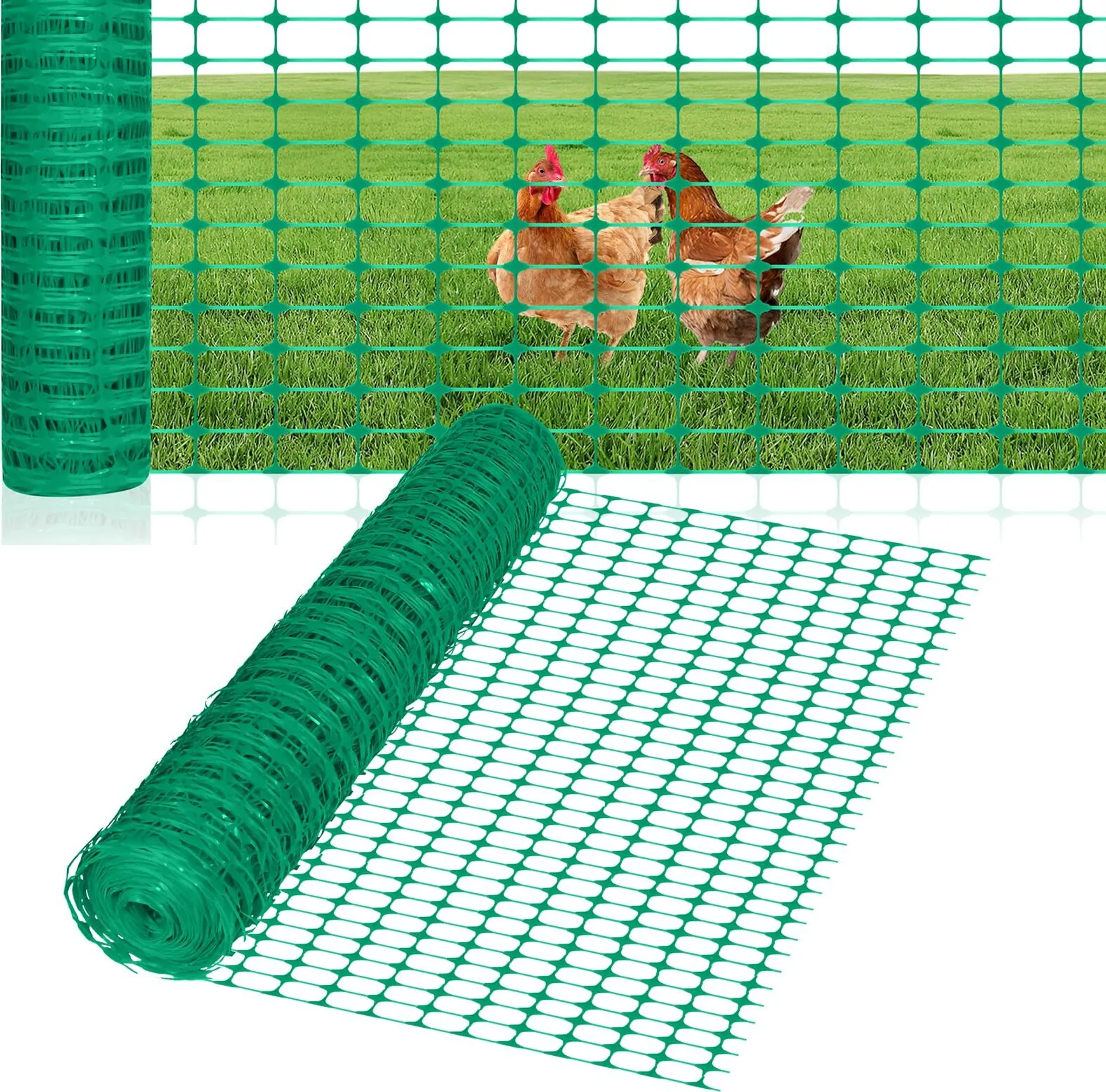 Produktbild von Fiqops Mobiler Begrenzungszaun 1×80 M – HDPE-Hundezahn, UV-beständig, Steckbar – Für Garten, Hühner, Camping & Beete