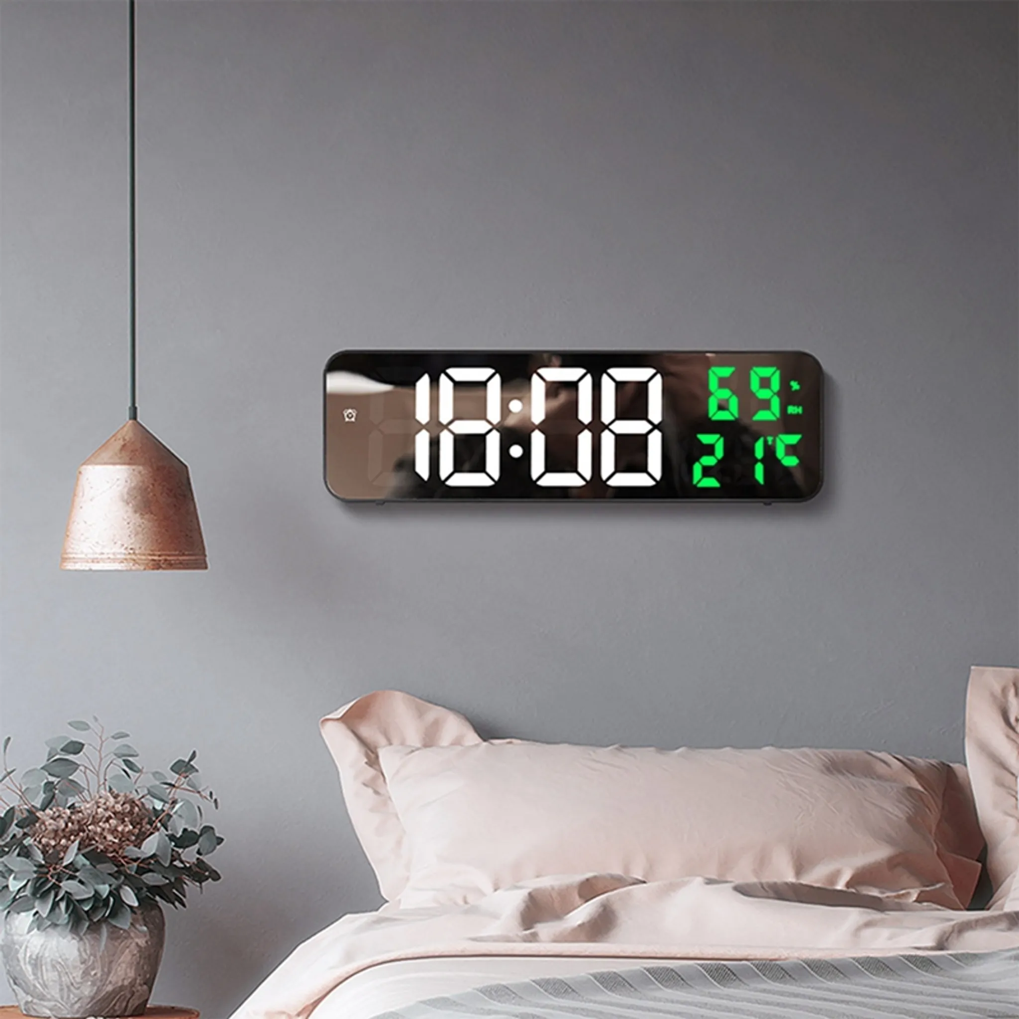  Digitale LED-Uhr, mit Datumsanzeige, große Anzeige, Grün