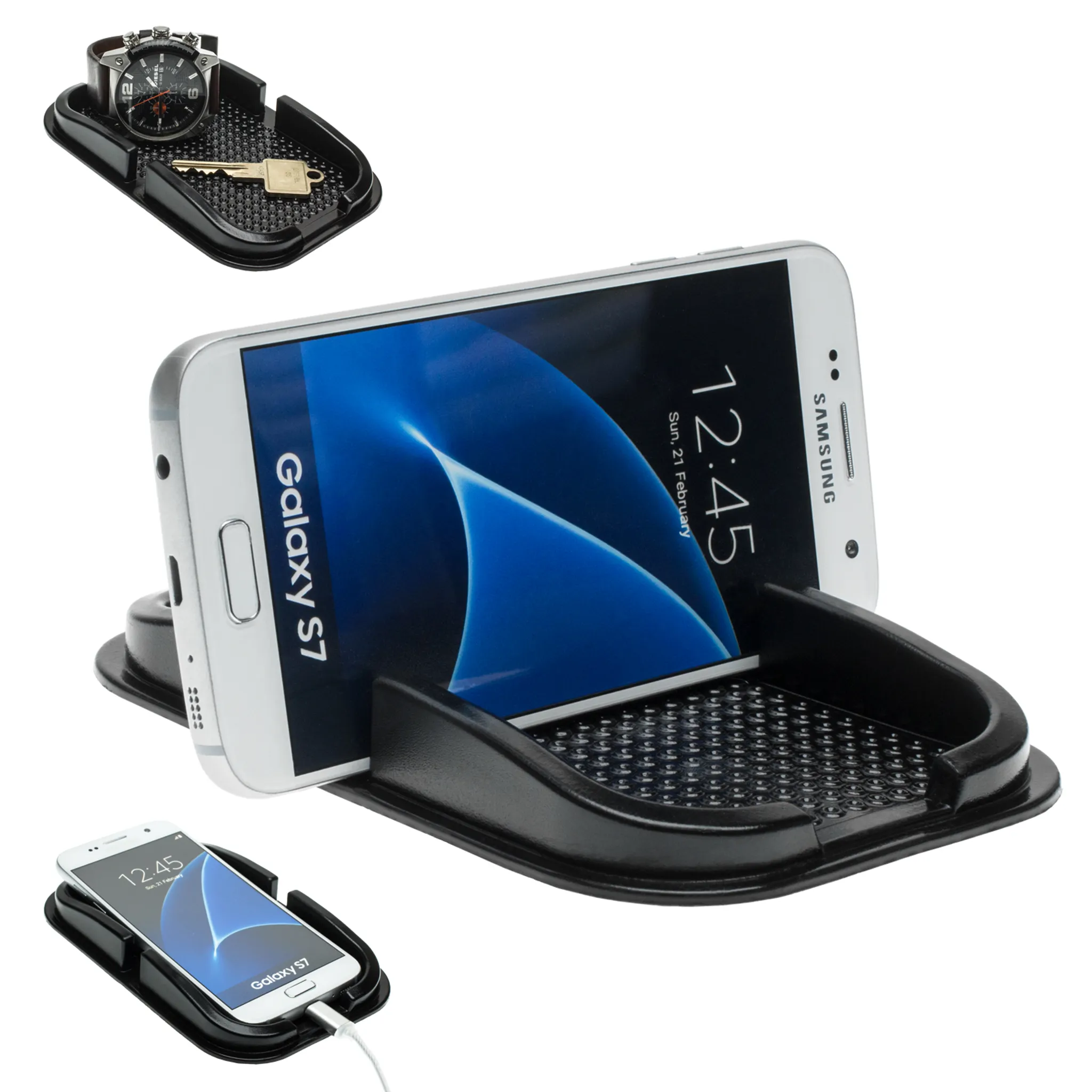 L & P Car Design Antirutschmatte Haftpad Auto Ablage iPhone Samsung  Handy-Halterung, (1 Stück, 3-tlg., kompatibel mit vielen Smartphones)