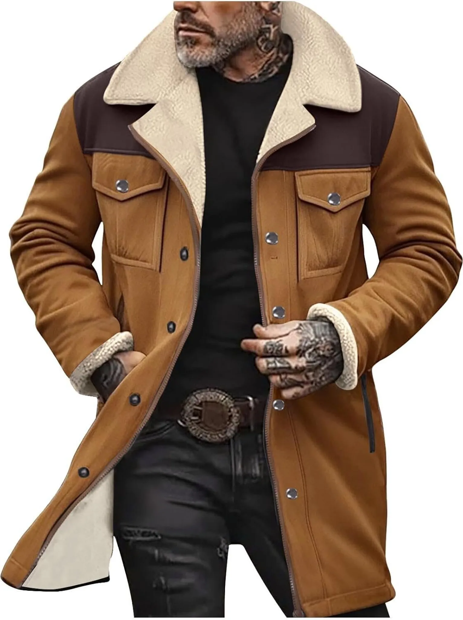 Lederjacke Wildleder Wintermantel Herrenjacke 100% Echtleder