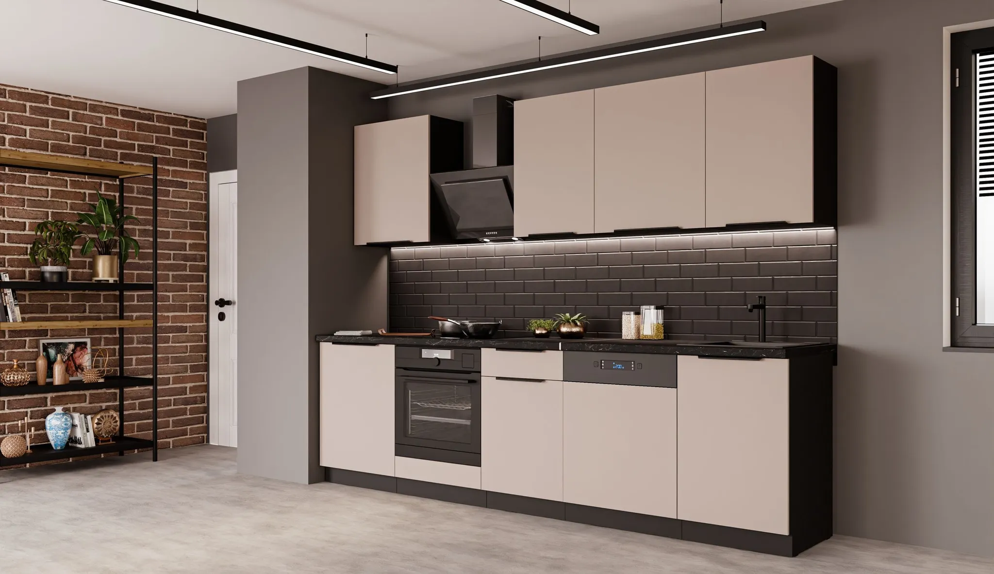 Küchen Spülenunterschrank 50 Cm Solano Kaschmir Beige + Eiche Artisan