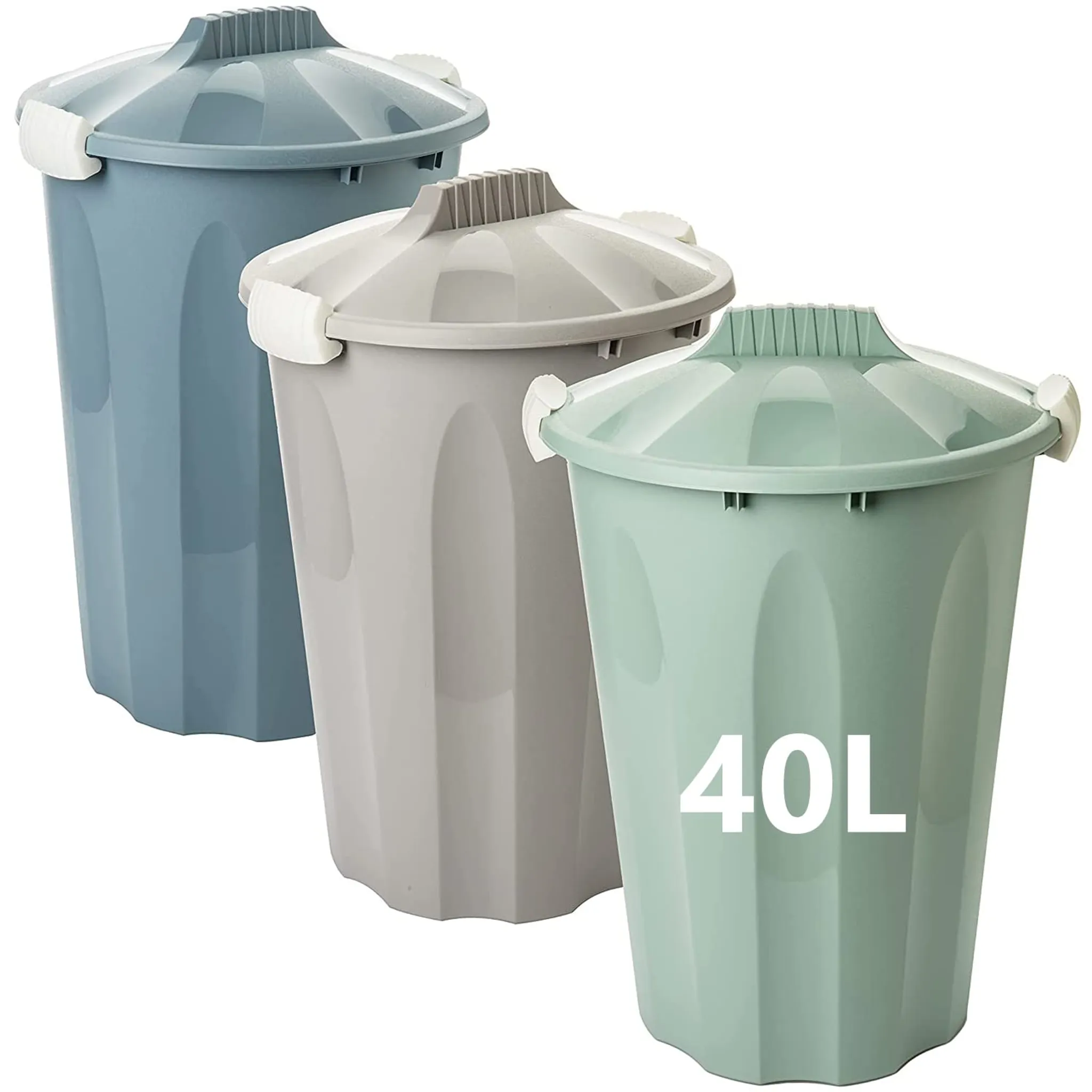 Spetebo Mülltrennsystem Kunststoff Mülleimer mit Deckel 3er Set - 22 L,  anthrazit - stapelbare Recycling Box