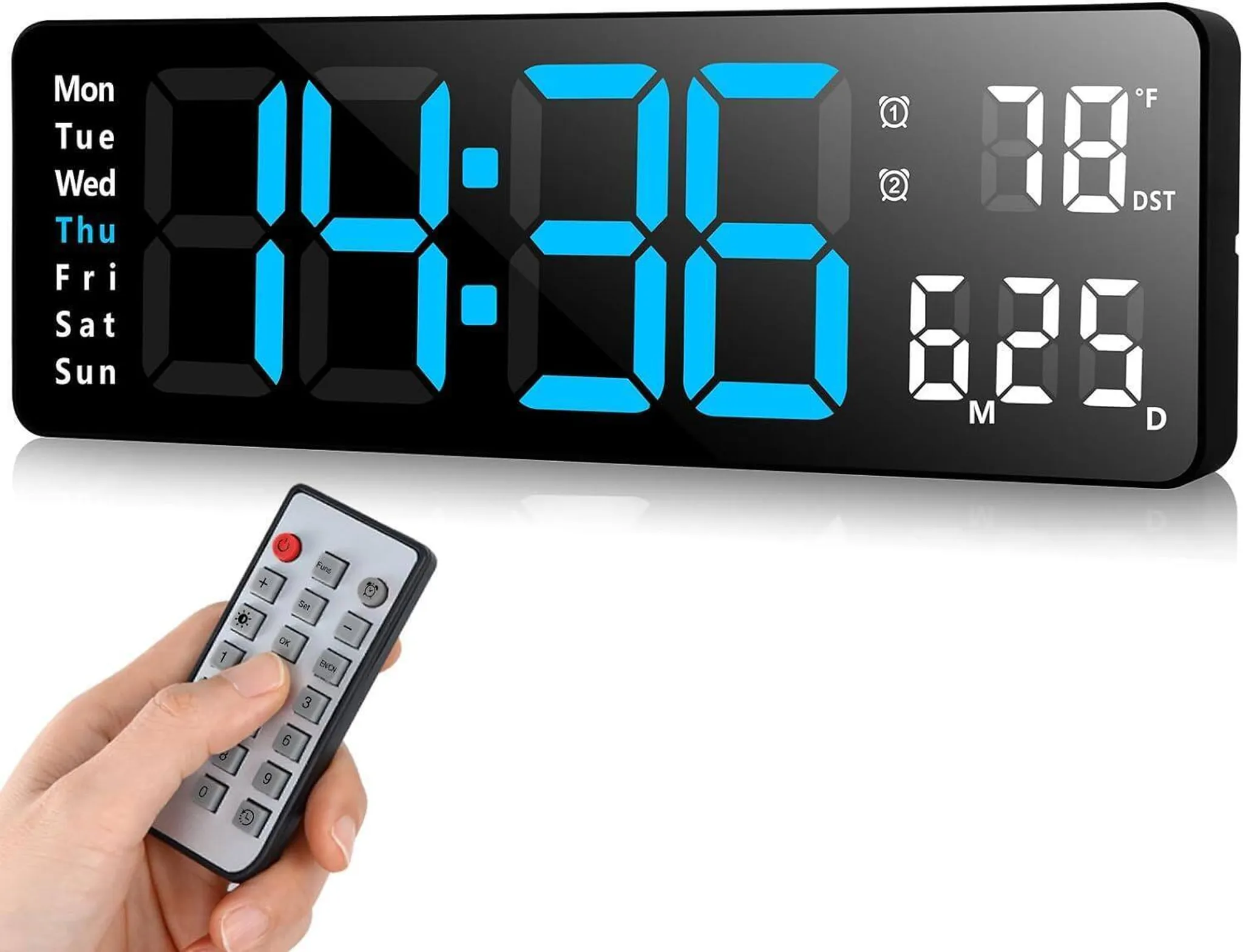 Digitale Wanduhr Wand Funkuhr Beleuchtet Digitale Wanduhr