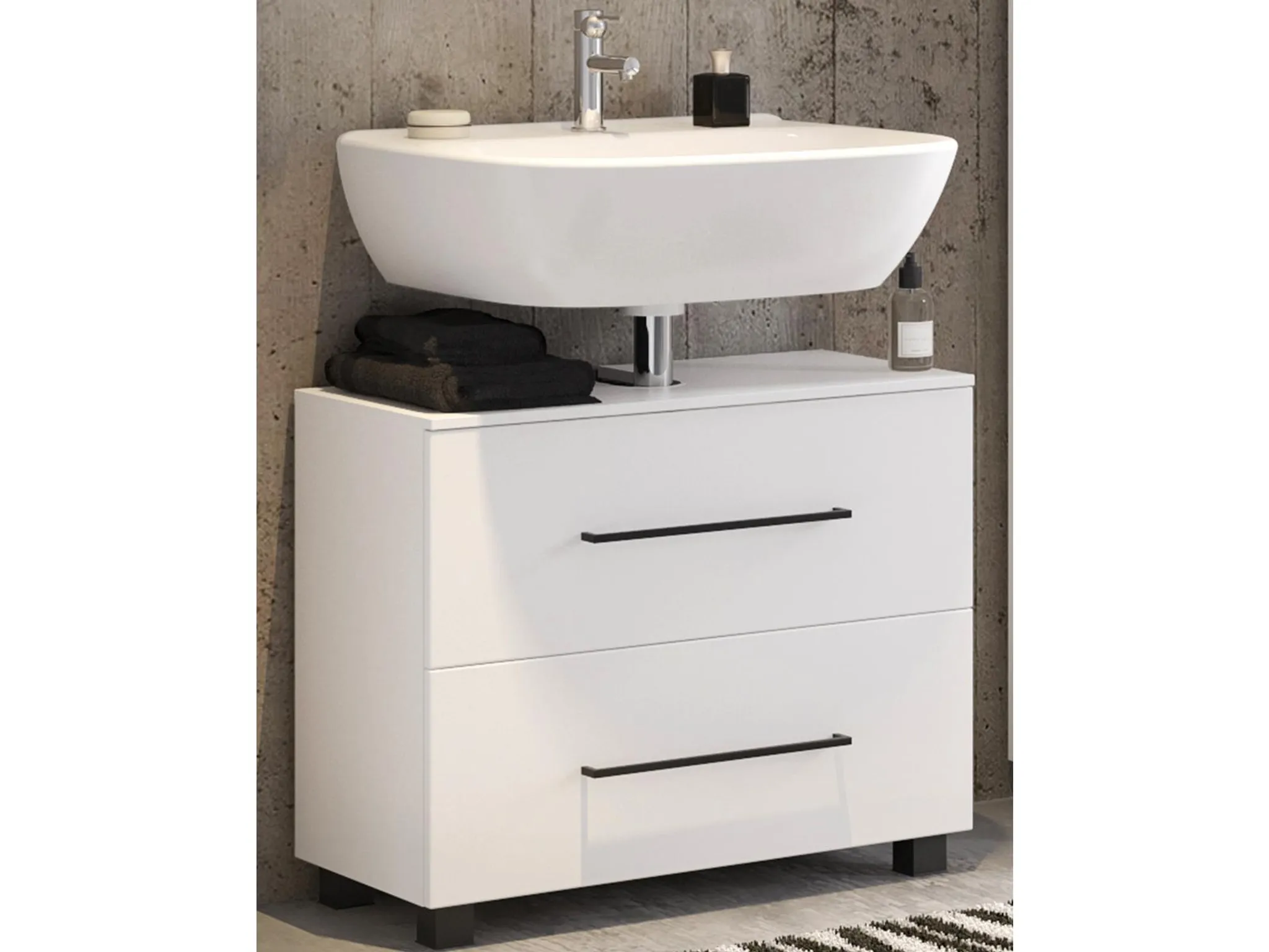 Kaufen Sie es jetzt, Originalprodukt Waschbeckenunterschrank Badschrank Unterschrank Schrank Badmöbel Weiß/Weiß-Matt \