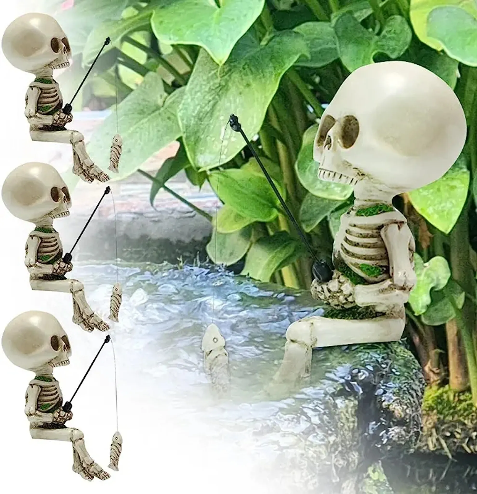 Angeln Skelett Garten Zubehör, Halloween Mini Skelett Figuren