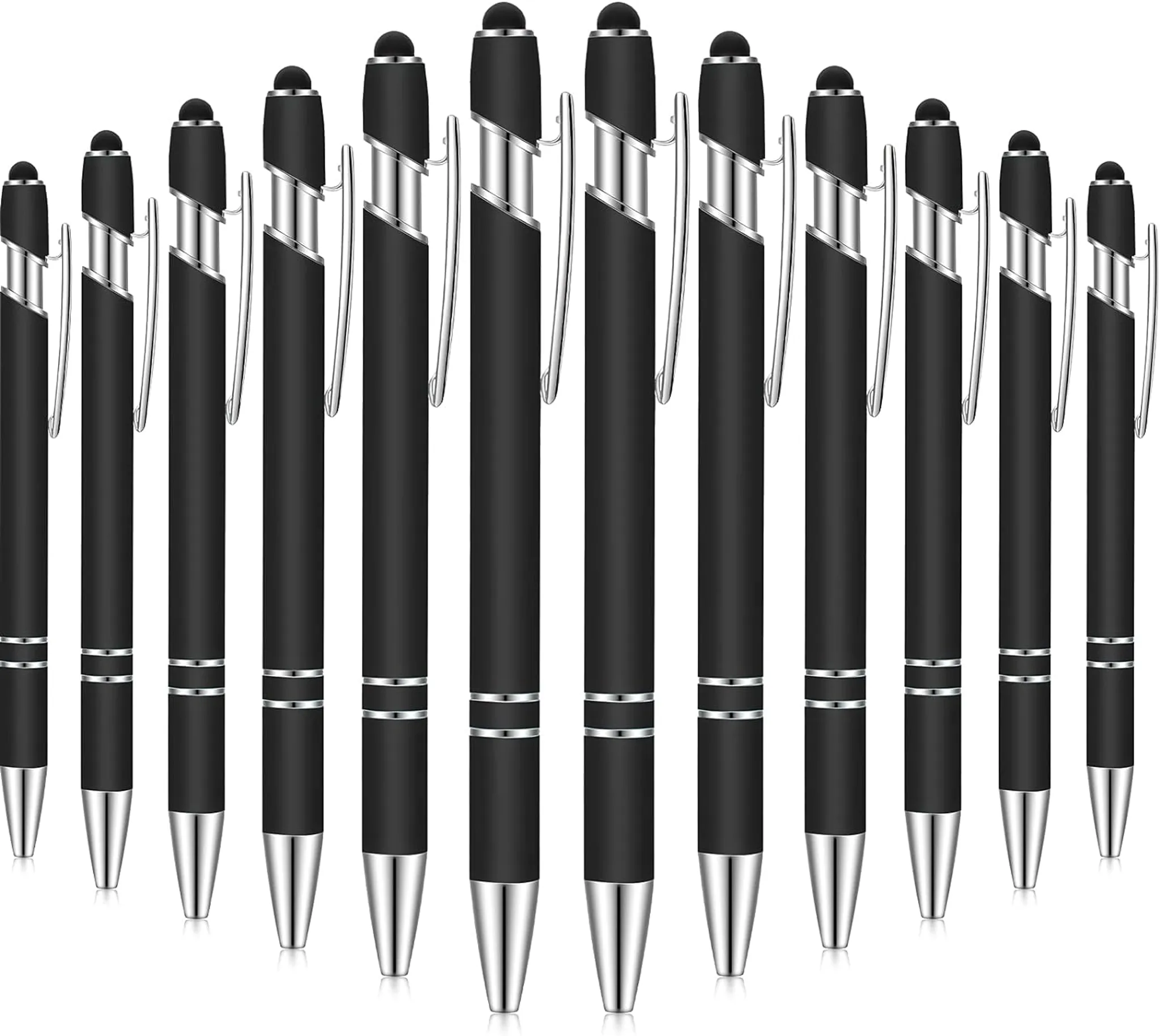 6 Stück Kugelschreiber Mit Stylus – Blaue Tinte, Metallgehäuse, Für Touchscreens & Schreiben