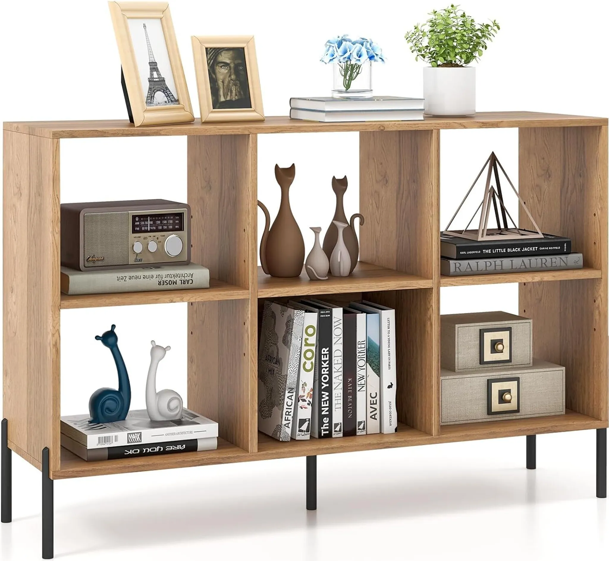 Libreria A Cubi 6 Scomparti + 3 Ante: Scaffale Moderno Bianco 64,5x30x109,5 Cm - 2