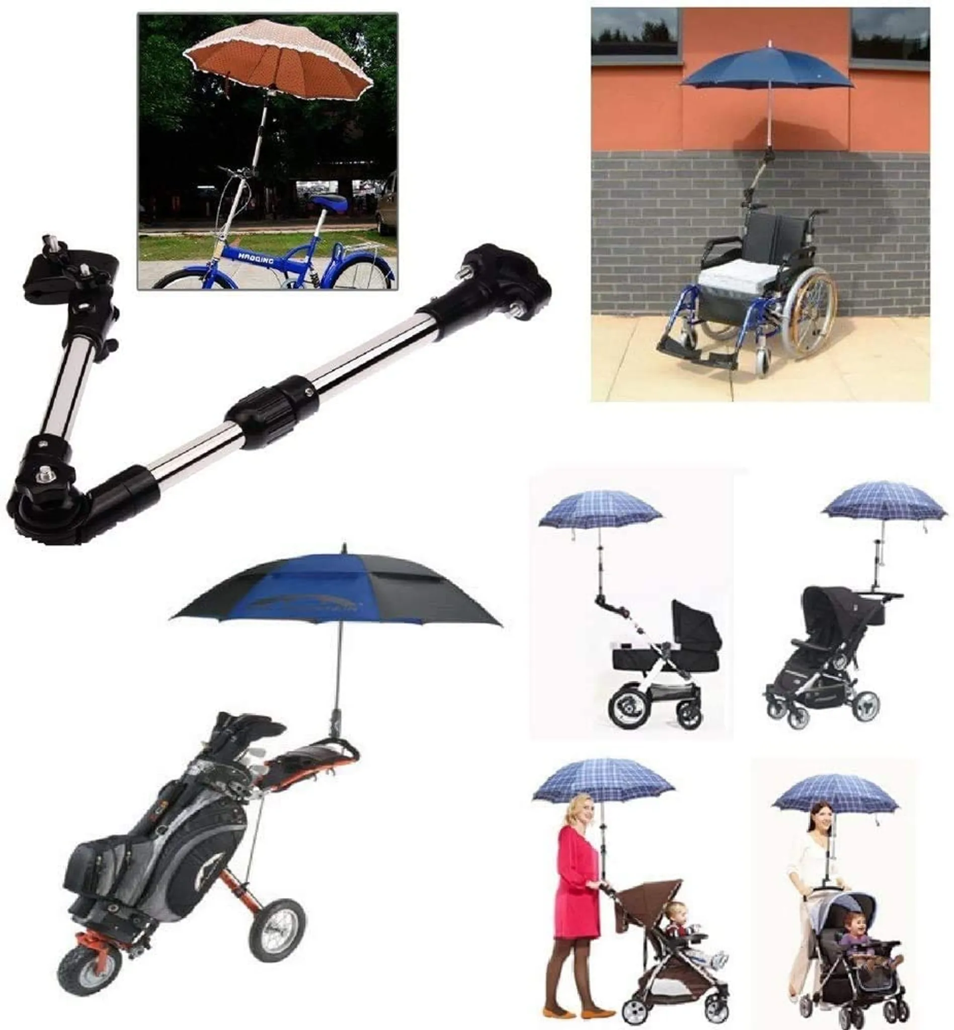 Binxory Verdicken Edelstahl Fahrrad Sonnenschirm Regenschirm Halterung Fahrrad Fahrradhalterung Ständerhalter Zubehör 