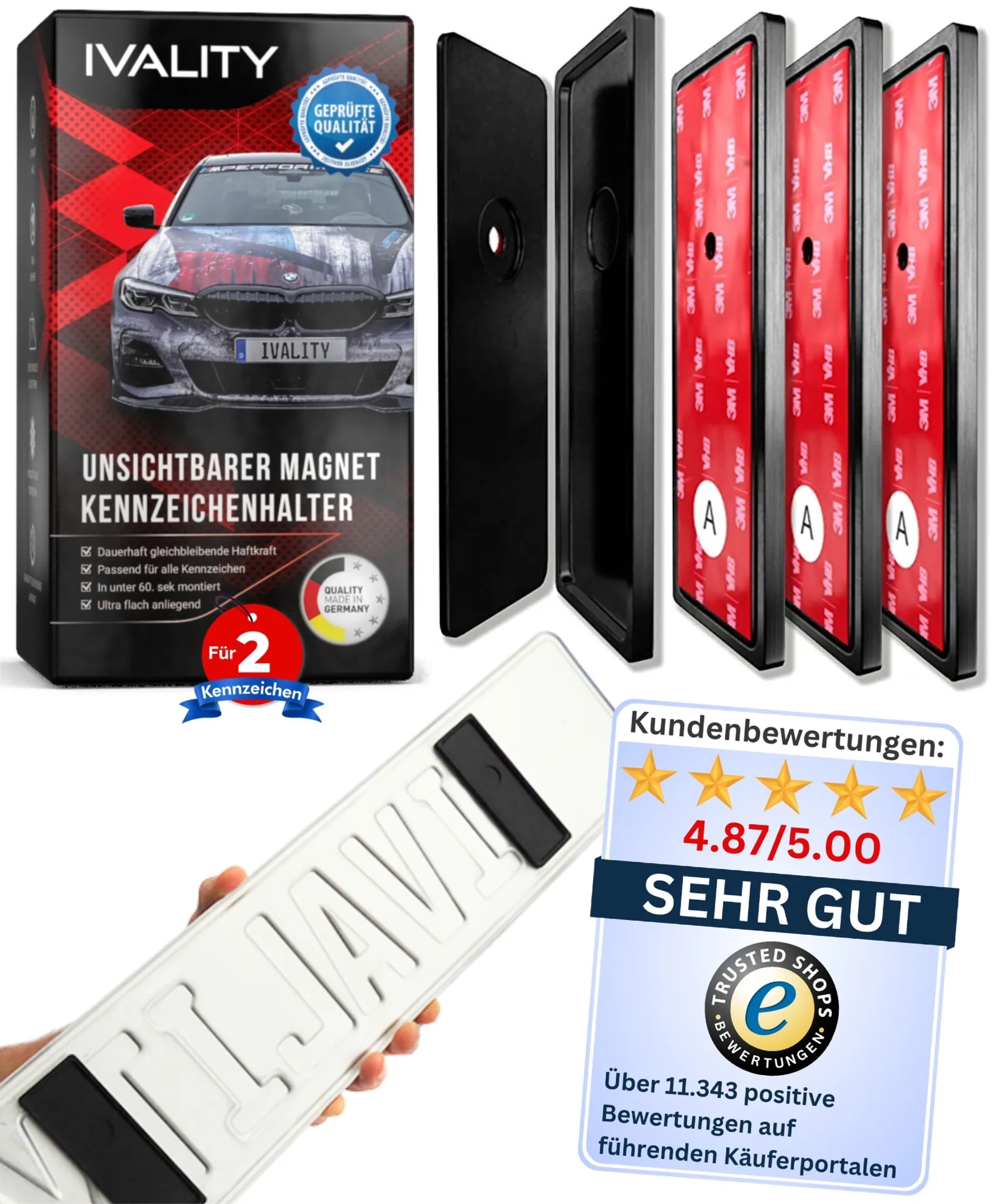 2x Kennzeichenhalter Auto Schwarz Kennzeichenhalterung KFZ Kennzeiche, 7,99  €