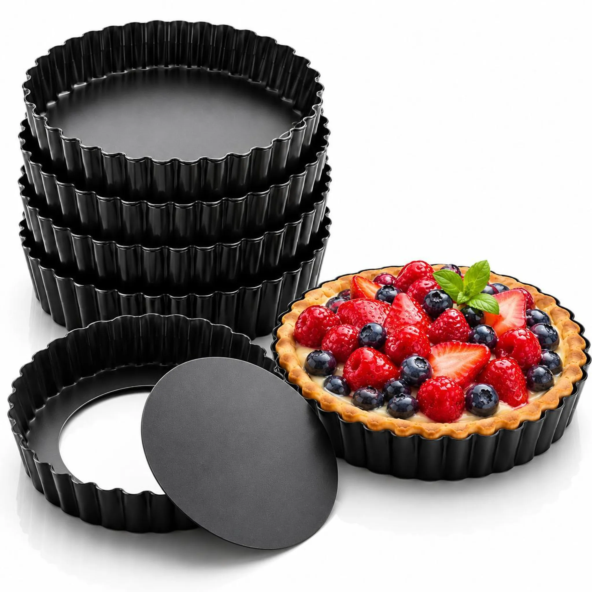 PRECORN Mini Tarteform Set 6 Stück, 10 cm Antihaft