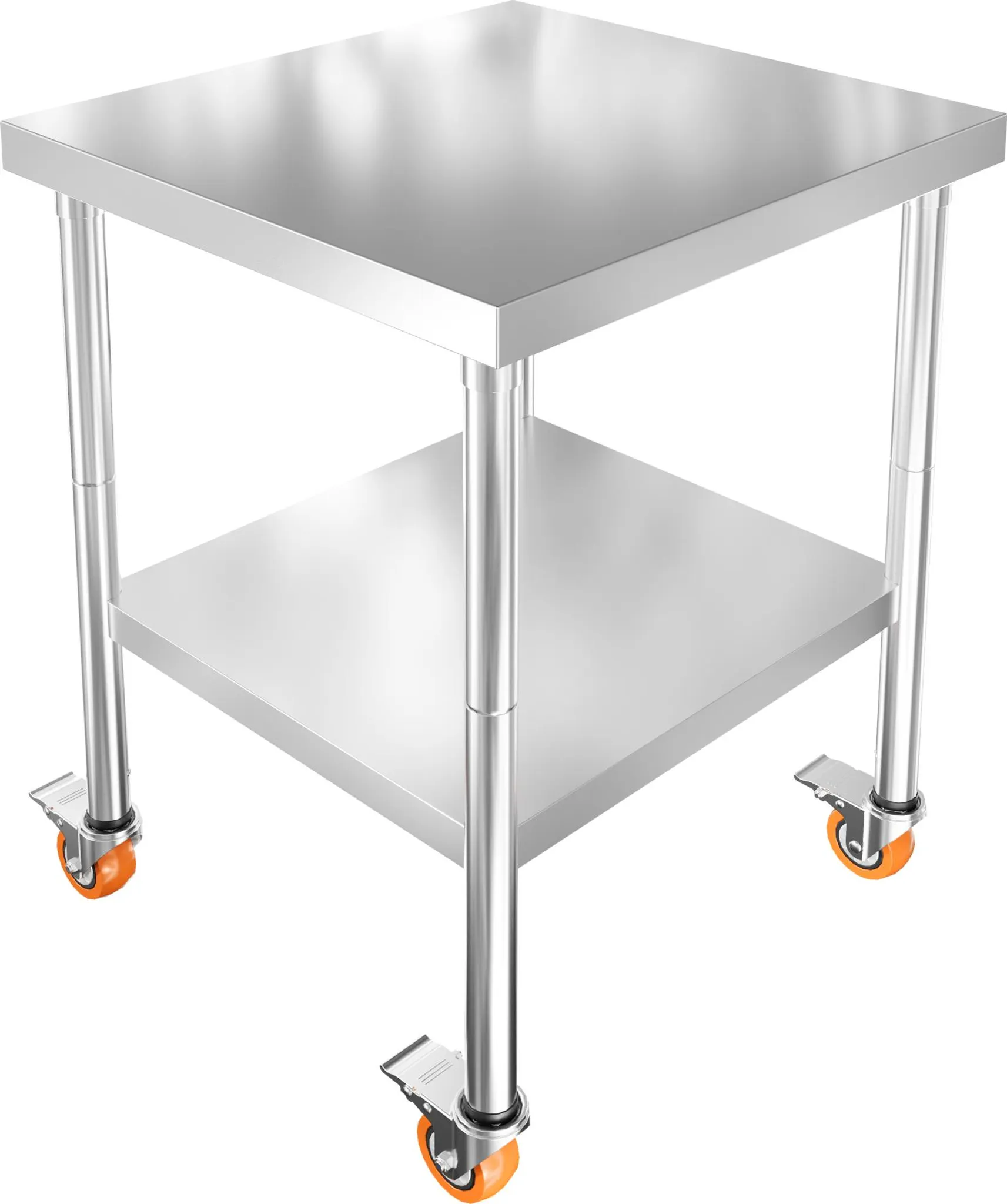Edelstahl Arbeitstisch 85x61x46 Cm Mit Rollen – Servierwagen Aus Edelstahl, 4 Feststellbare Räder, Verstellbare Ablage, Für Küche & Gastro