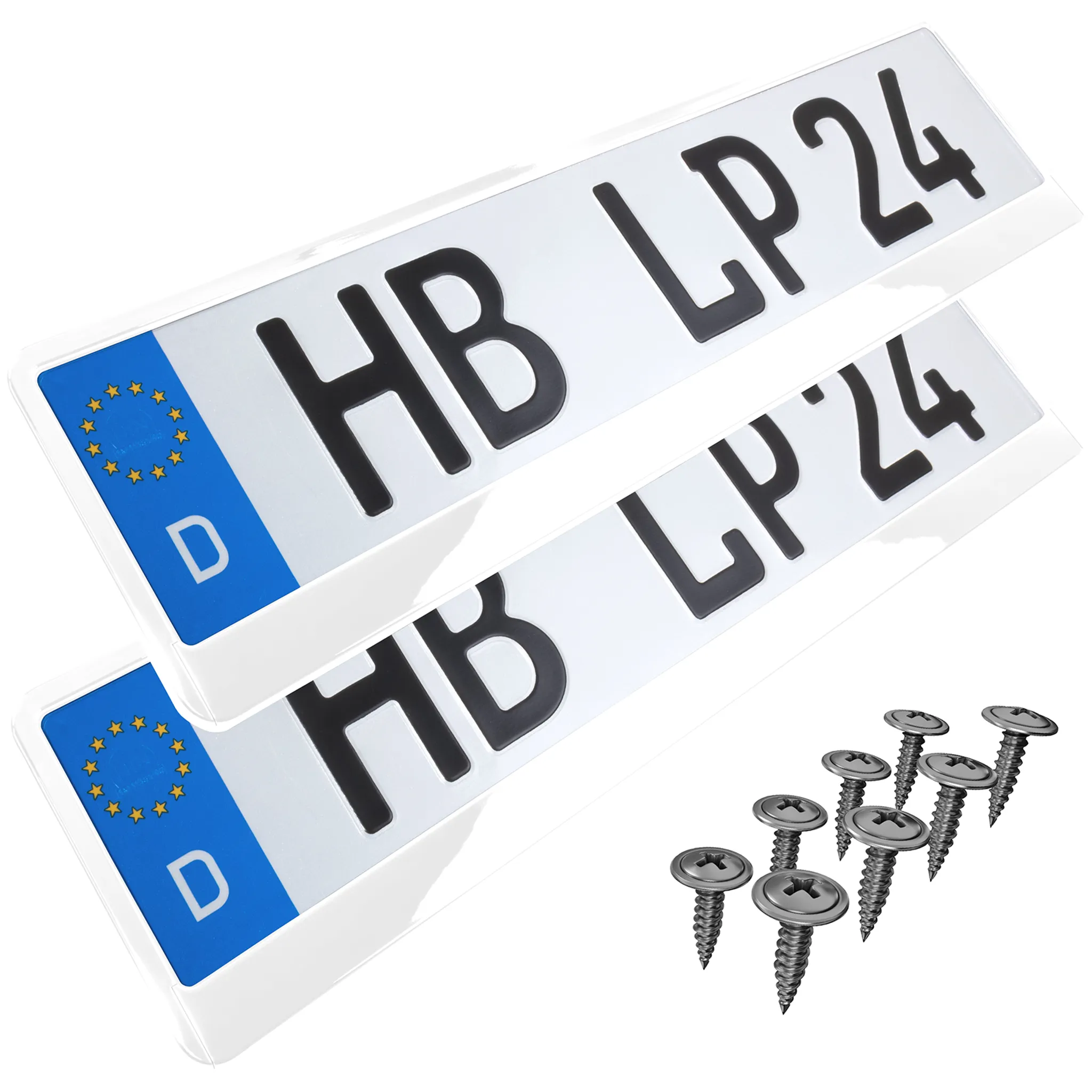 L & P Car Design Kennzeichenhalter Auto Chrom-gebürstet Kennzeichenhalterung  Kennzeichen, (2 Stück)