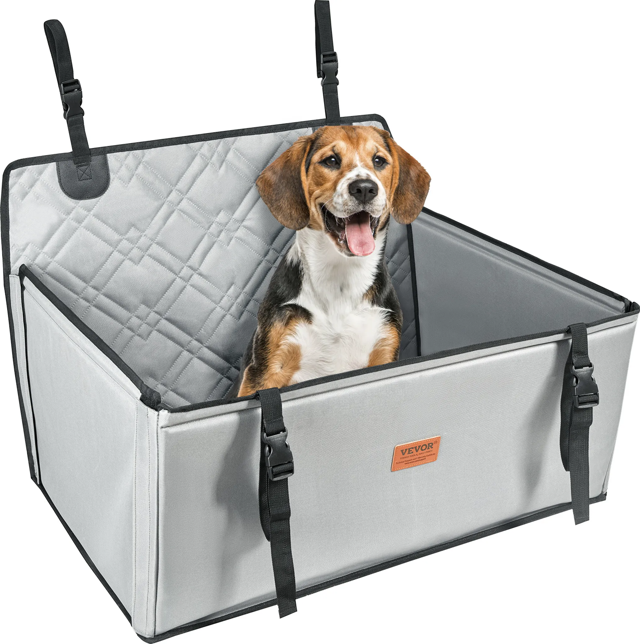Seggiolino auto per cani extra stabile per cani di piccola e media taglia, pareti rinforzate e 3 cinghie, impermeabile, sedile posteriore e anteriore ( nero/bianco