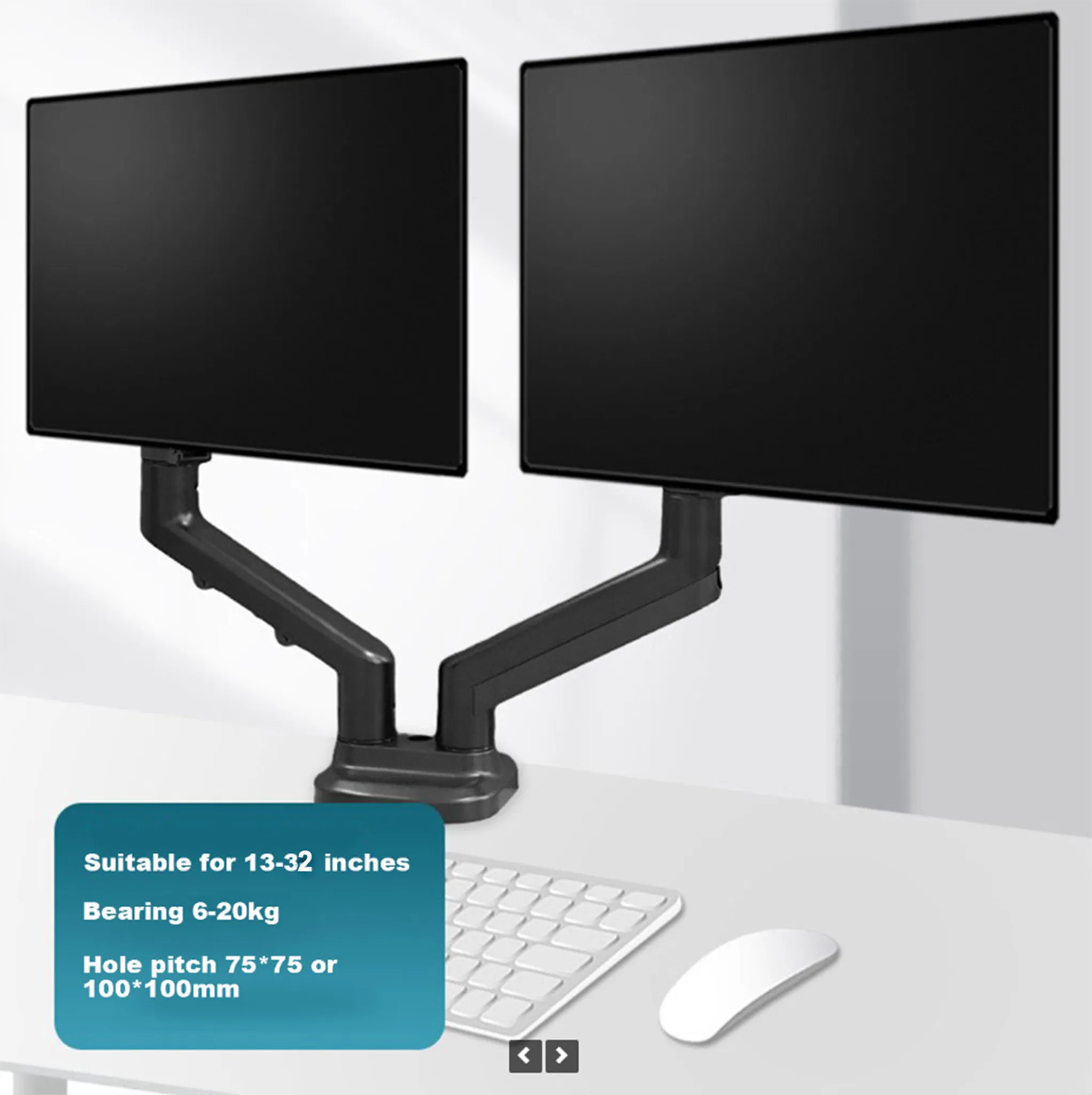 Doppel-Monitorhalterung 2 Monitore (17-27 Zoll Bildschirme 2-9kg)